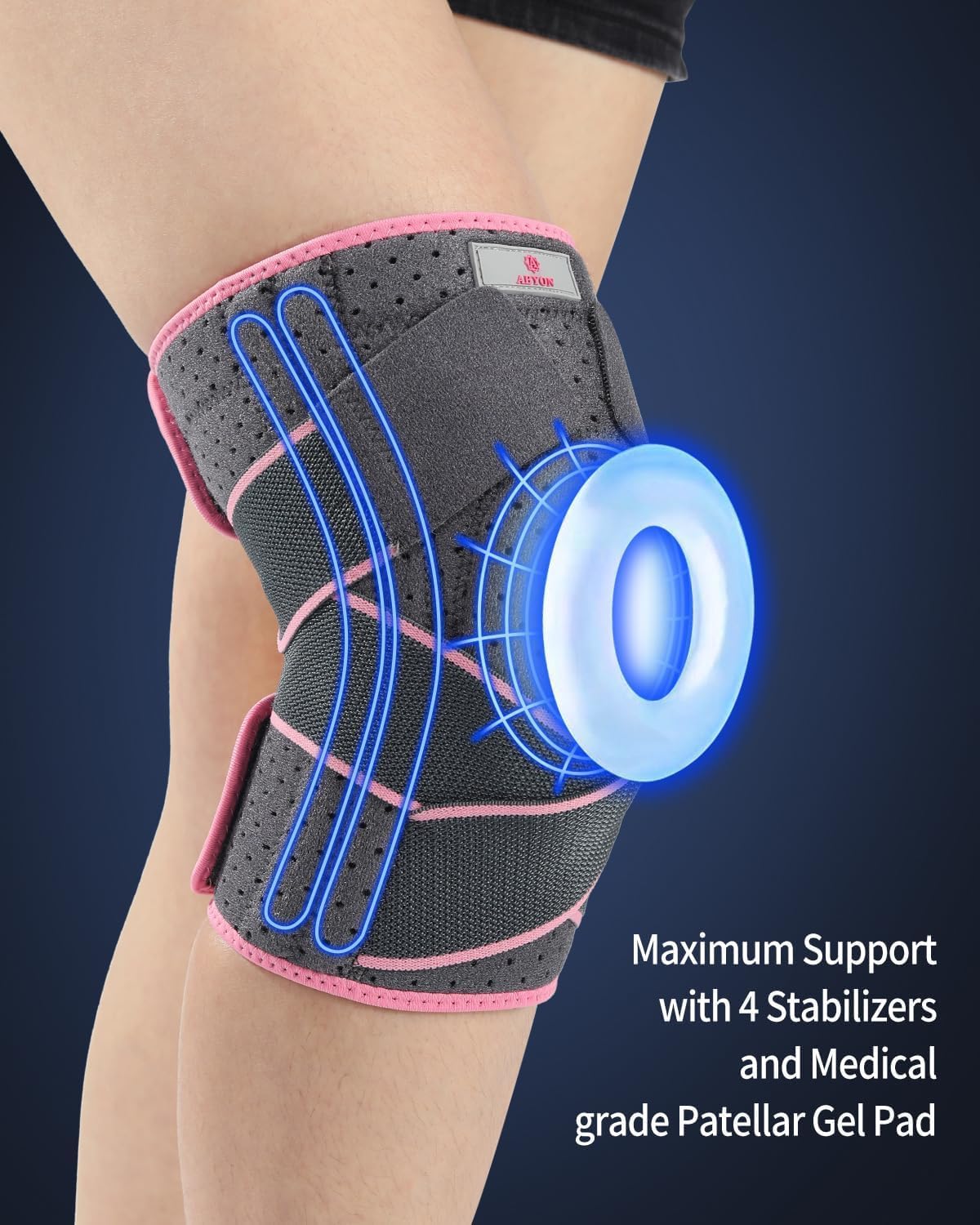 Detalle de ABYON Knee Support for Women 2XL/3XL with Open Patella