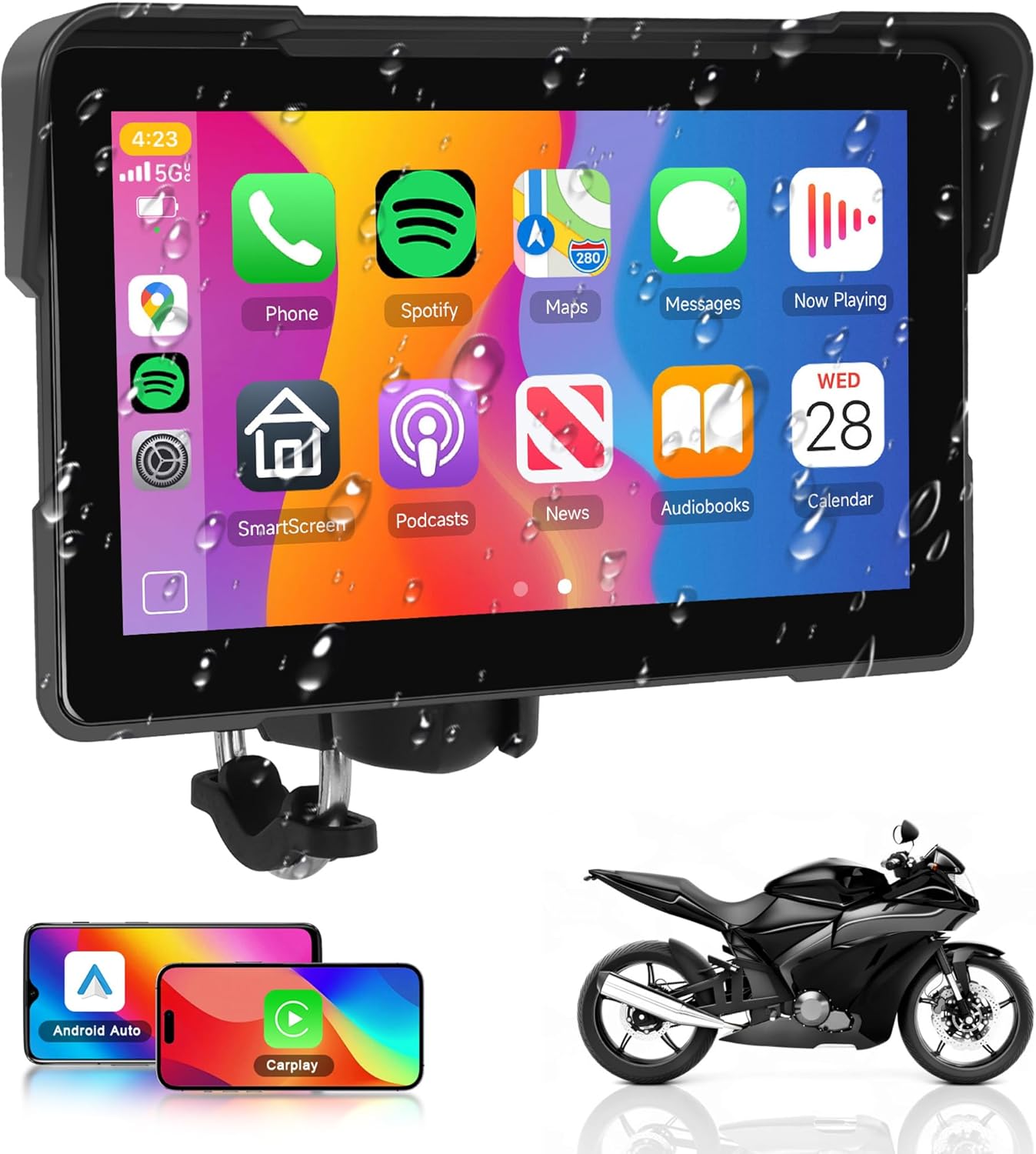 Detalle de Rimoody Inalámbrico Carplay Moto 7'' Pantalla IP67