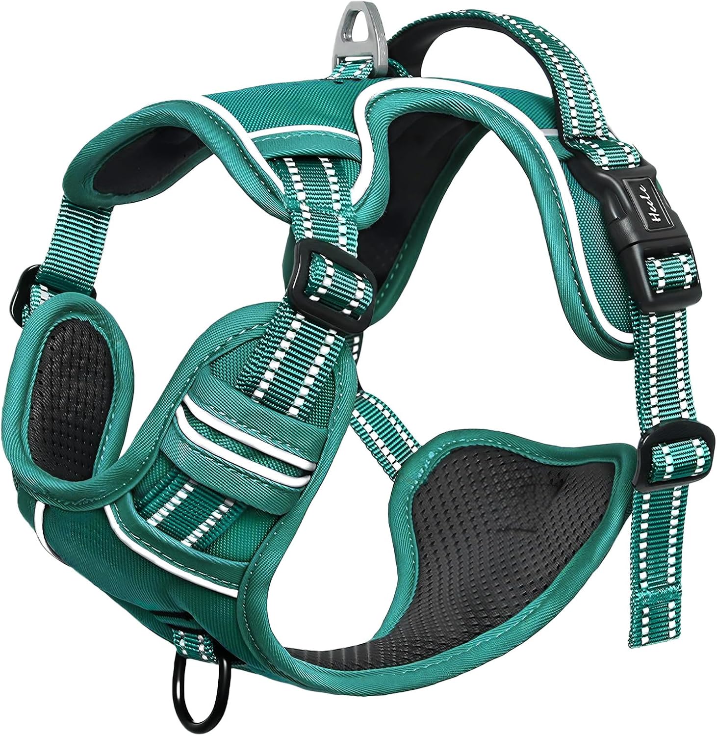 Detalle de HEELE No-Pull Dog Harness for Medium Dogs with Padded Handle – Reflective, Grass Green, Size L
