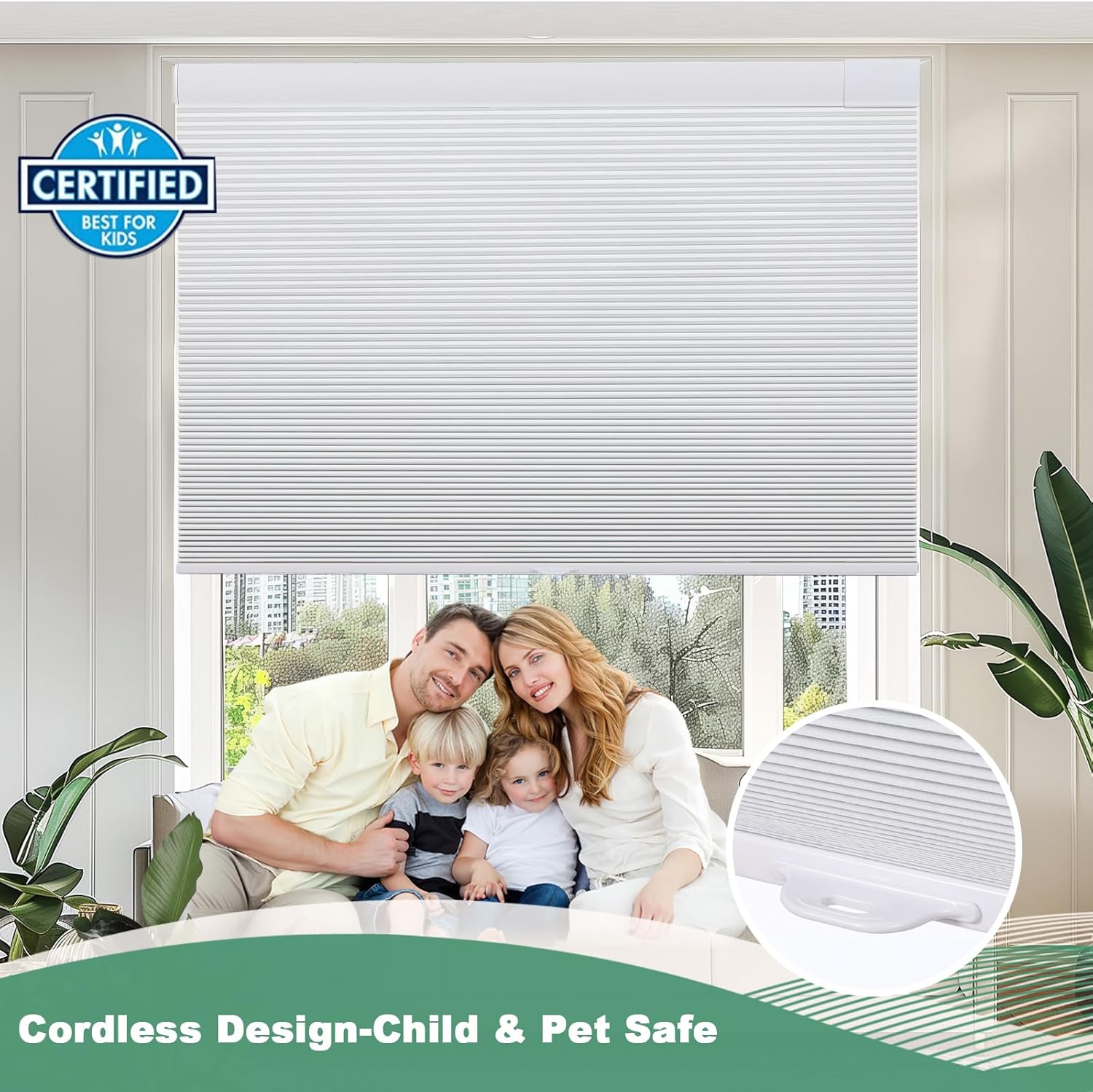 Thumbnail 5 de Tonature No Drill Cellular Shades for Indoor Windows (27" W x 64" H) – White