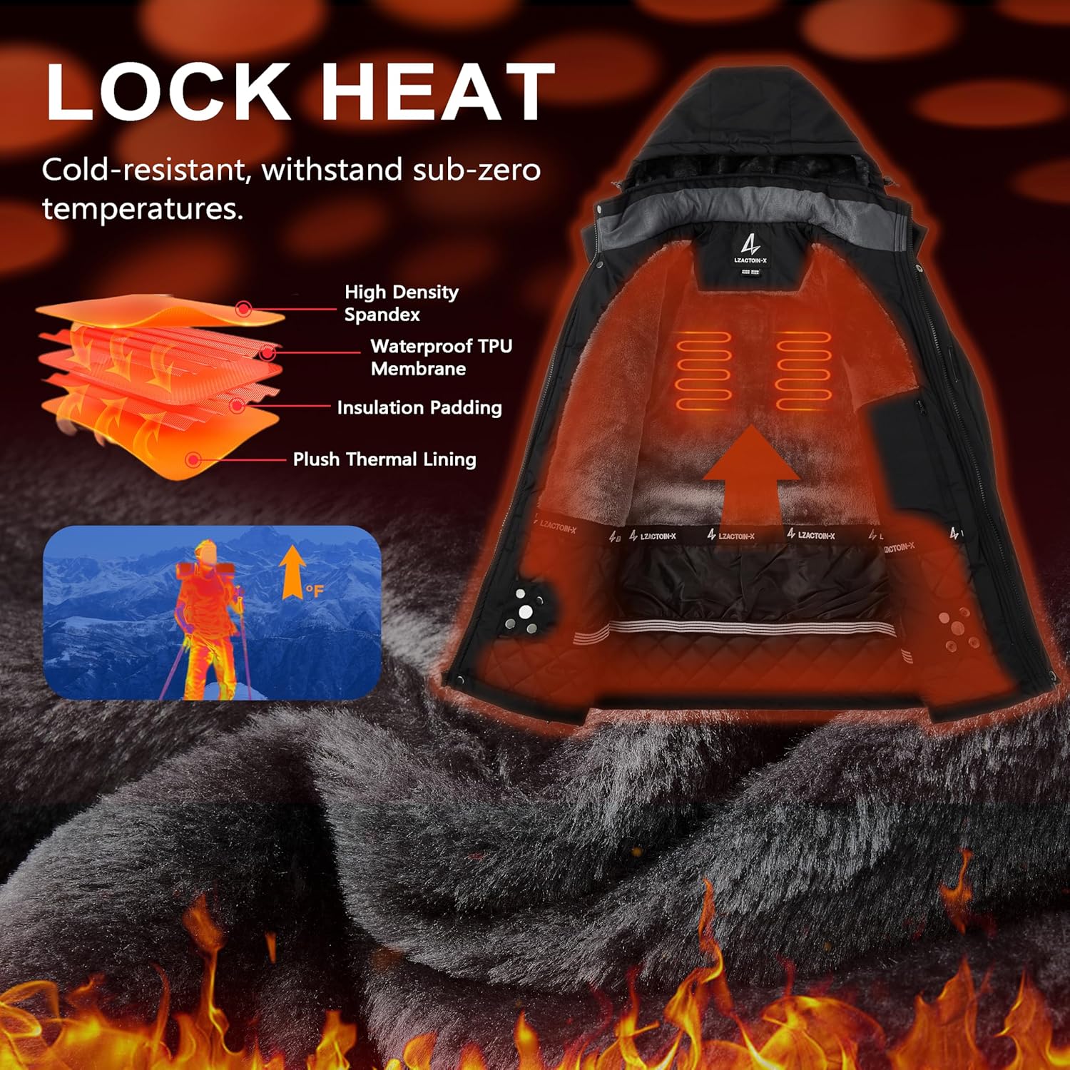 Thumbnail 2 de LZACTOIN-X Men's Winter Ski Jacket Waterproof, Insulated