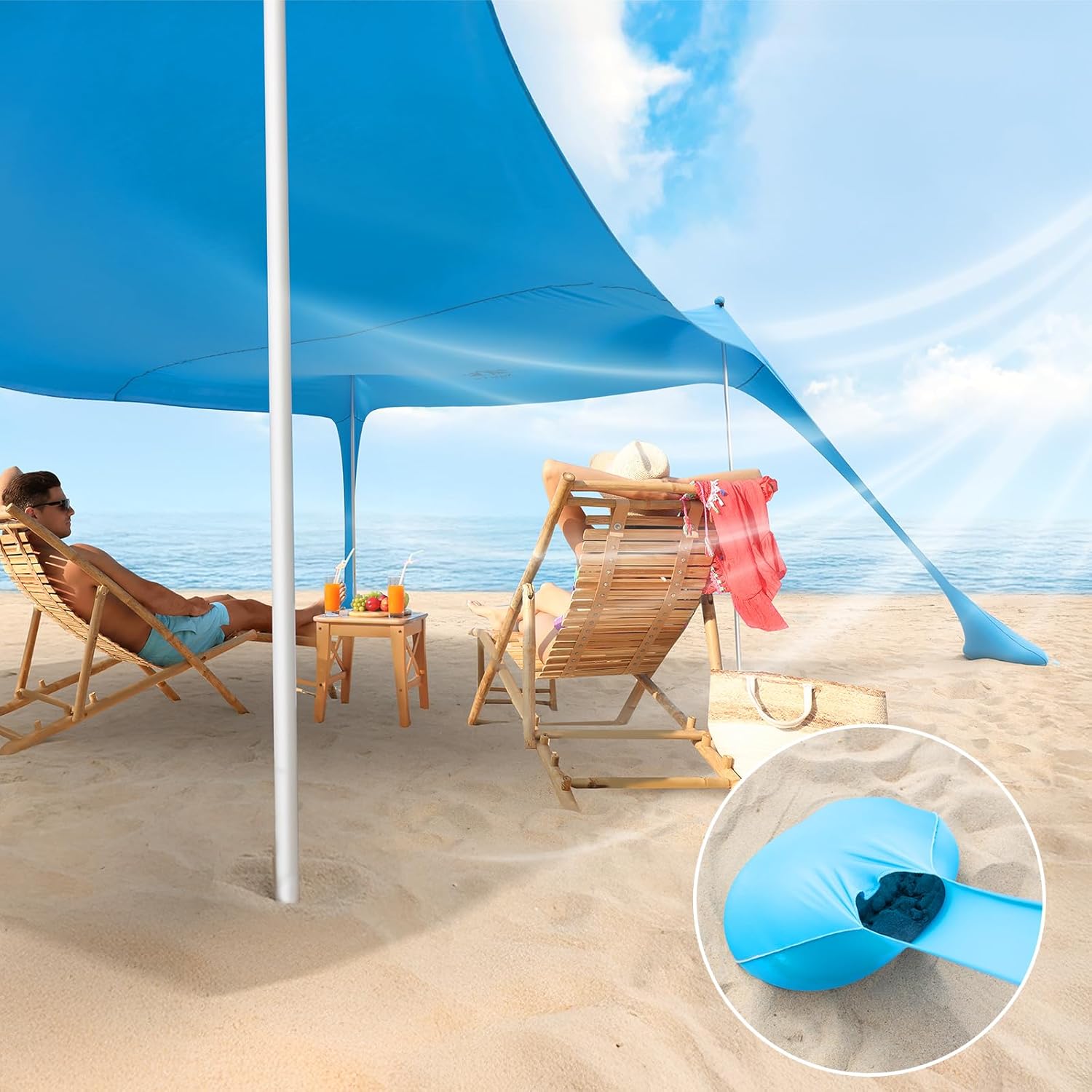 Thumbnail 2 de Night Cat Tenda da Spiaggia Lycra con Protezione UV UPF50+ e Ancoraggi a Sacco di Sabbia – 3x2,8 m, Portatile