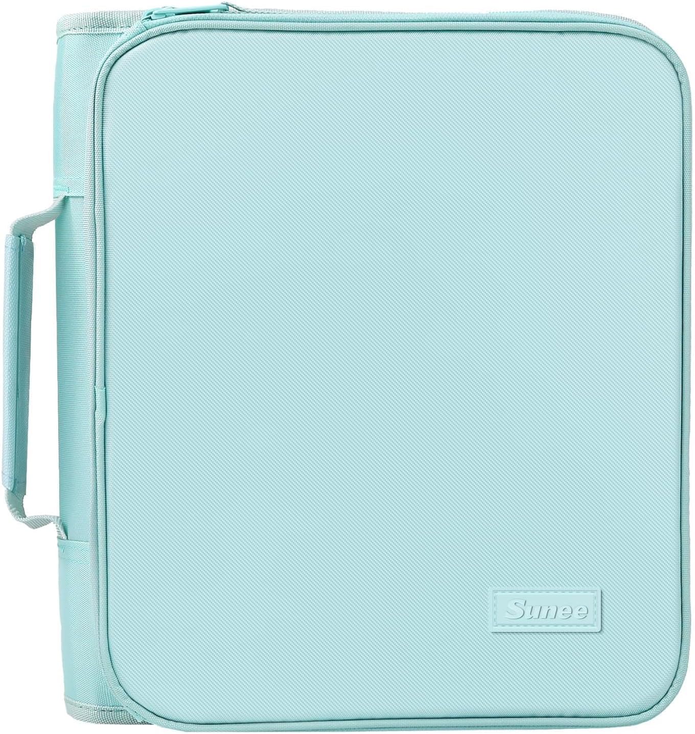 Detalle de SUNEE Zippered Binder Bag with Handle, 2-Inch O-Rings, 5-Tab File, Sky Blue