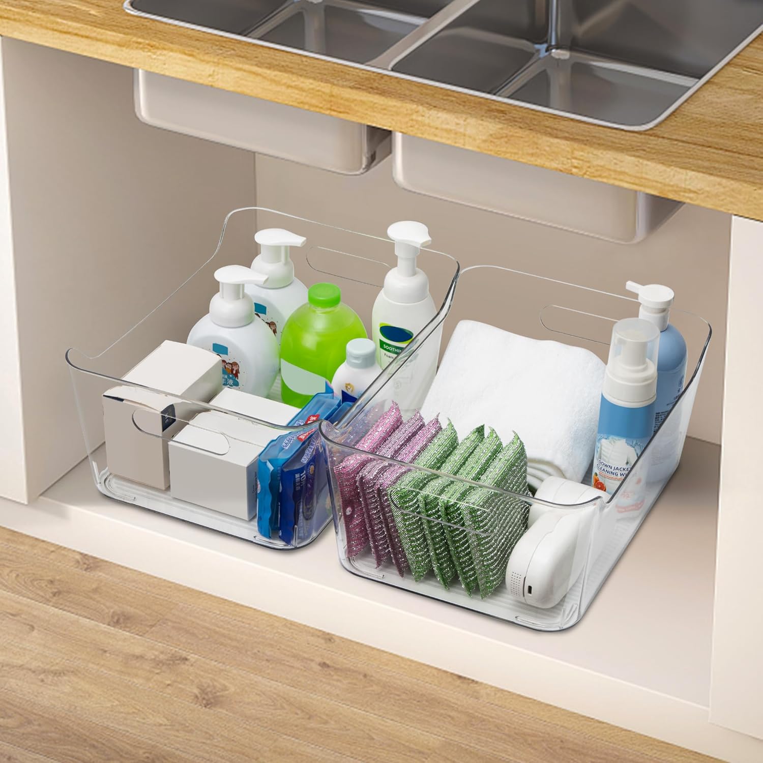 Thumbnail 5 de Tiawudi 6 Pack Extra Large Plastic Storage Bins — Clear Pantry Organizer Boxes (13.5" x 10" x 5.8")