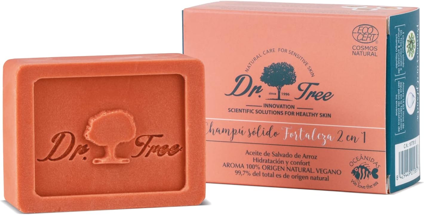 Dr. Tree Shampoo Solido 2 in 1 Fortaleza – Shampoo e Balsamo Solidi per Capelli Fini e Deboli