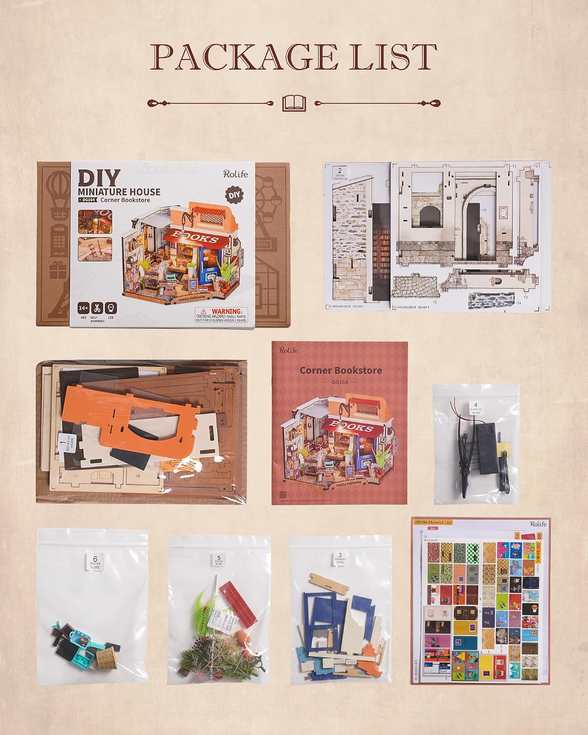 Thumbnail 5 de Rolife Maison de Poupée Coin Librairie LED – Kit bois 3D à assembler