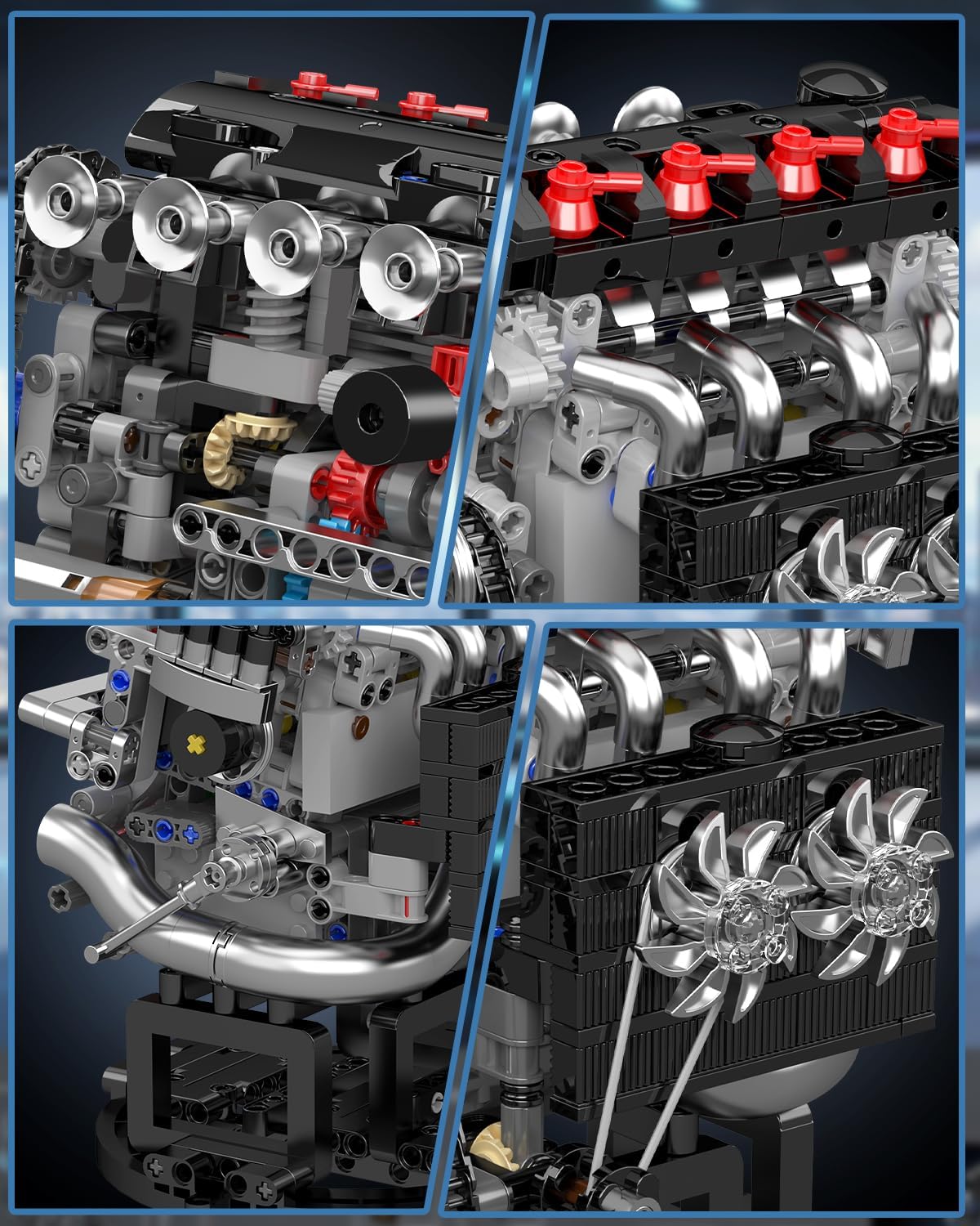 Detalle 2 de Mould King 10234 motorbouwset, 772 onderdelen in zwart kunststof