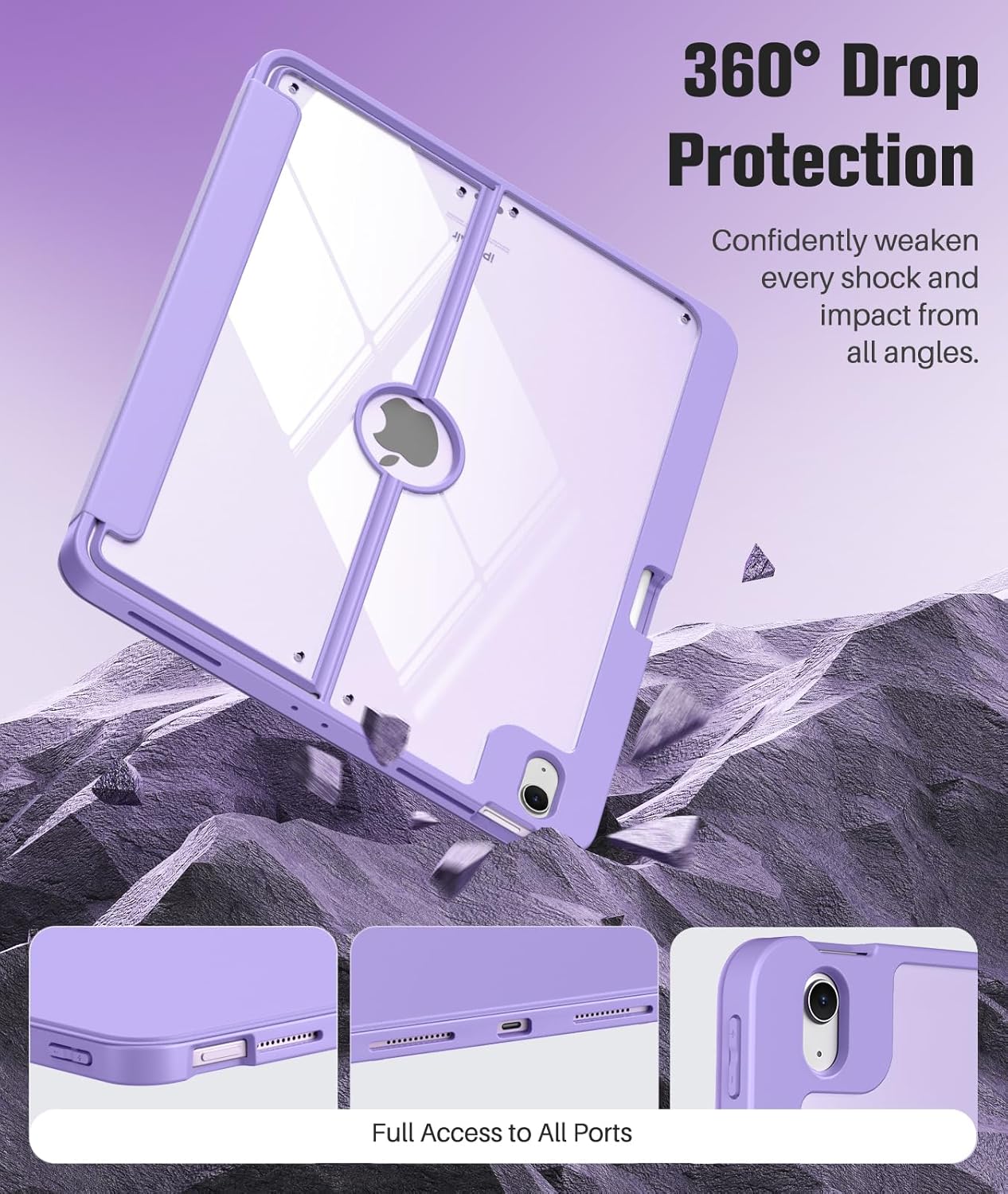 Detalle 2 de MoKo 13-Inch iPad Air Case (M4/M3/M2) with Built-in Screen Protector, Purple