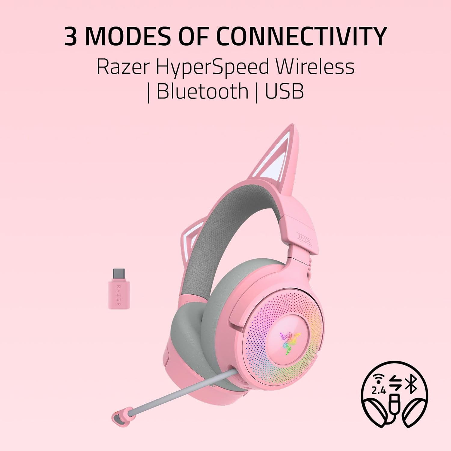 Detalle de Razer Kraken Kitty V3 Pro Wireless RGB Gaming Headset