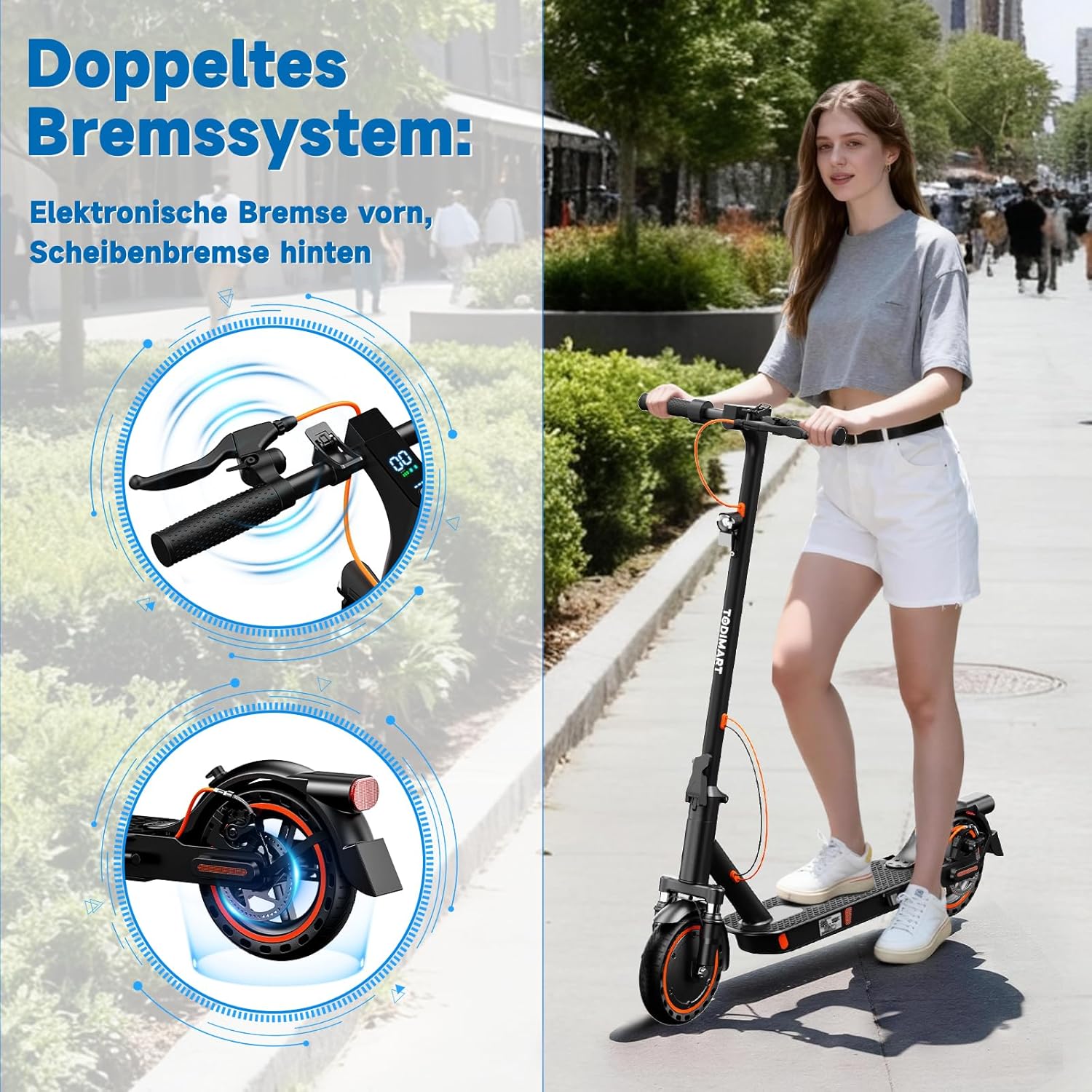 Thumbnail 4 de TODIMART T6 E-Scooter mit ABE, App per Bluetooth, 350-W-Motor & 30–35 km Reichweite