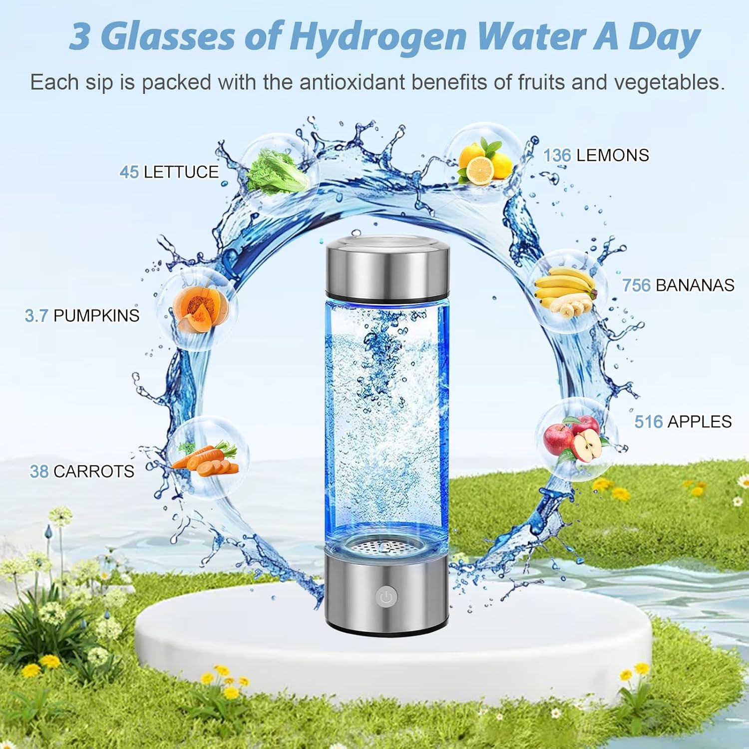 Detalle de YTYOMUR Botella de Agua de Hidrógeno 430 ml