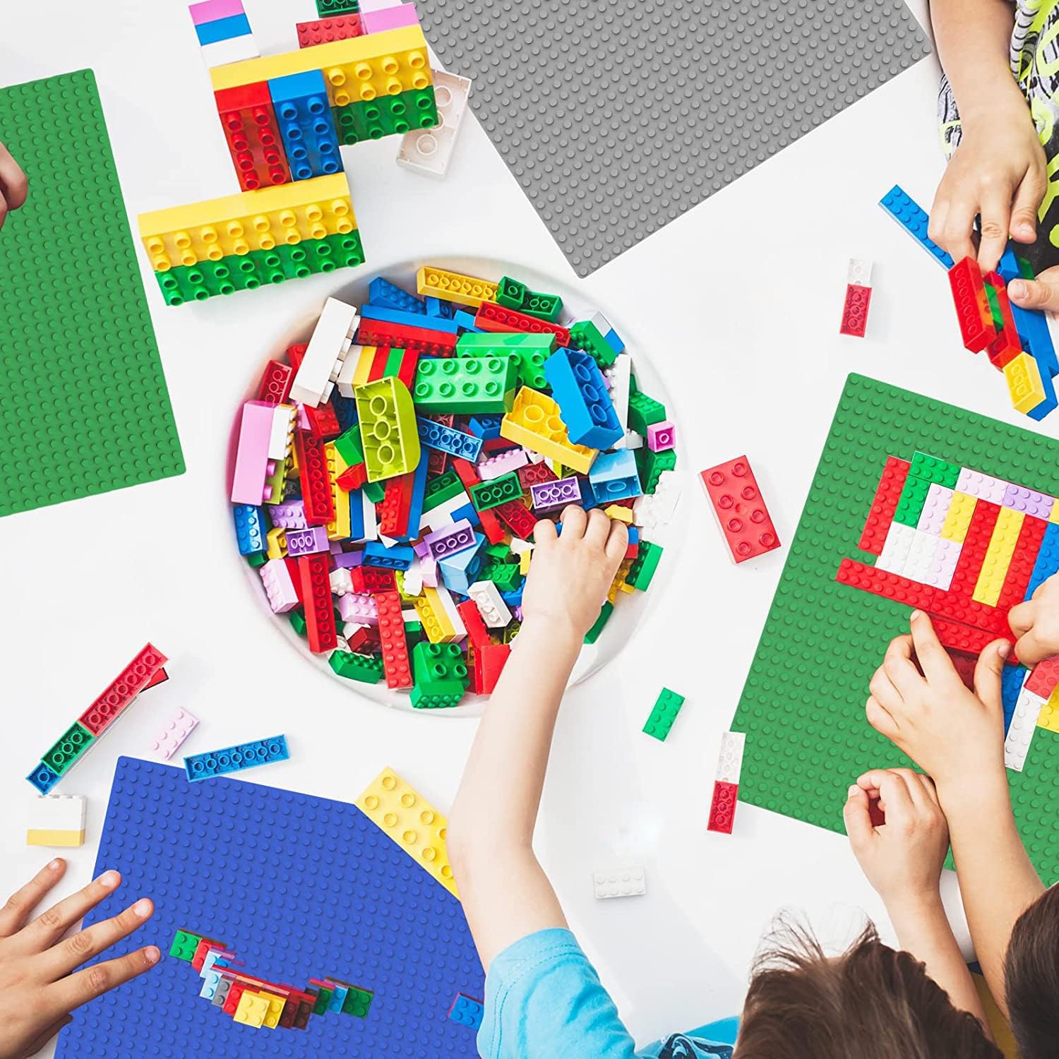 Thumbnail 6 de Hiegvor 6 Grundplatten kompatibel mit Bauplatte Classic (25,5 x 25,5 cm) – grün, blau, grau