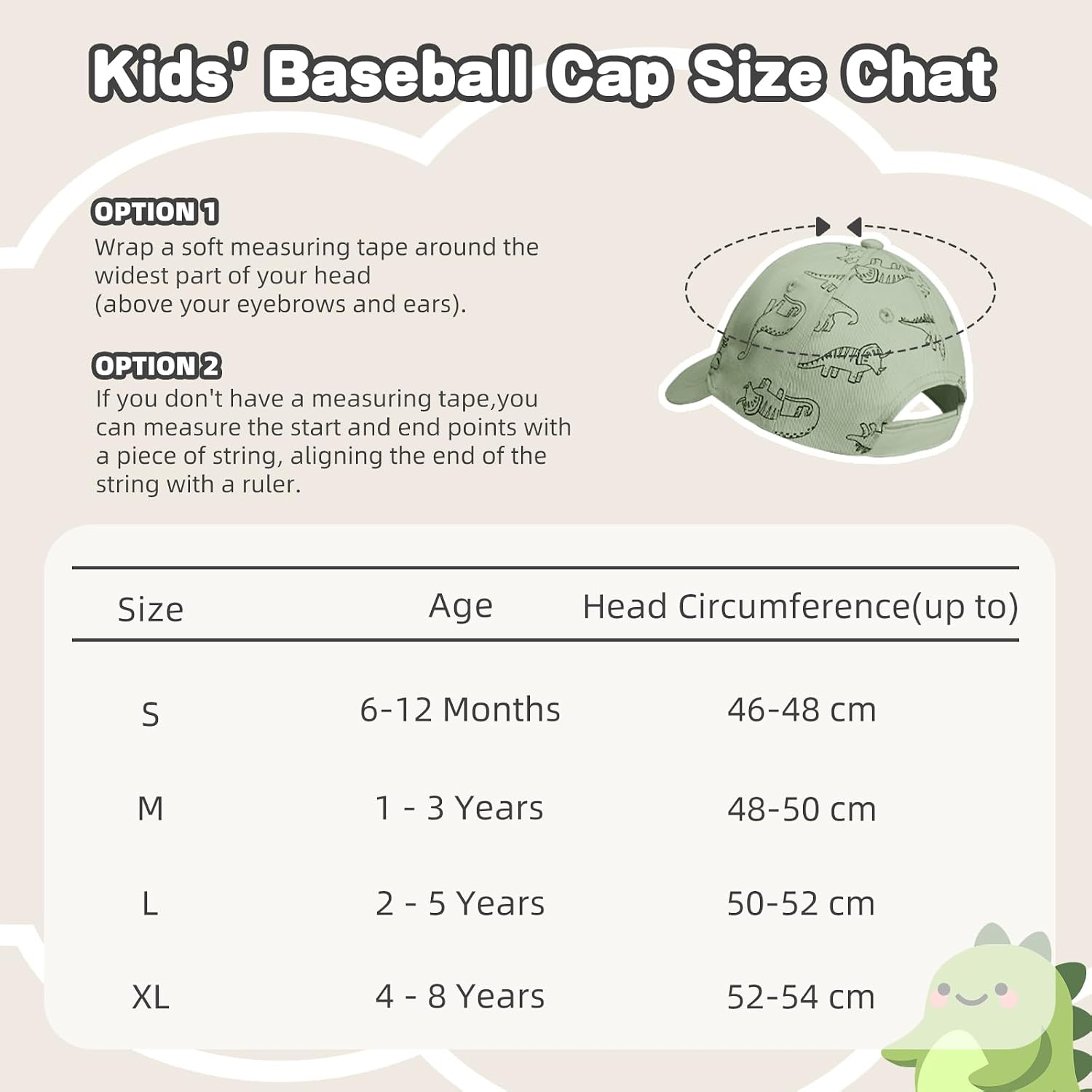 Thumbnail 5 de Voqeen Kinder Baseball Cap – UV-Schutz Sonnenhut mit Dinosaurier-Print (6 Monate – 8 Jahre)