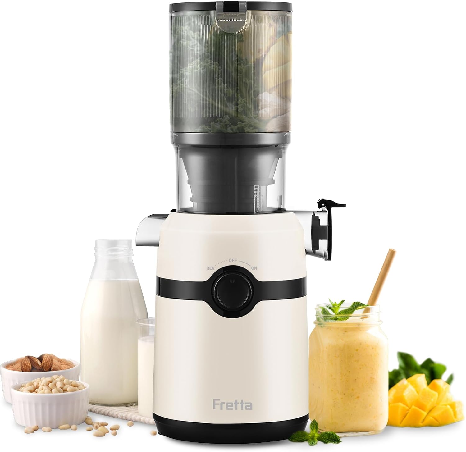 Detalle de Fretta Extracteur de Jus - Grand Ø108 mm, 1 L, Pressage à Froid, Sans BPA