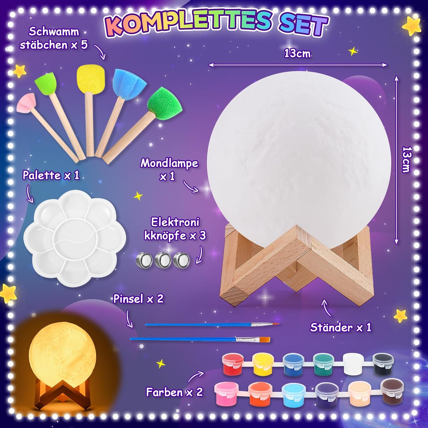 Thumbnail 6 de Mondlampe Malset Bastelset 15 cm