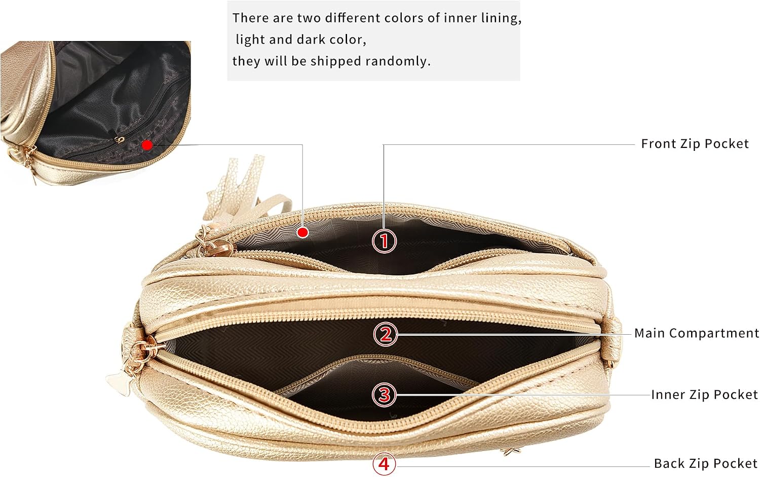 Thumbnail 5 de FULEI Tassel Crossbody Bag for Women – Small, Lightweight Faux Leather with Detachable Strap