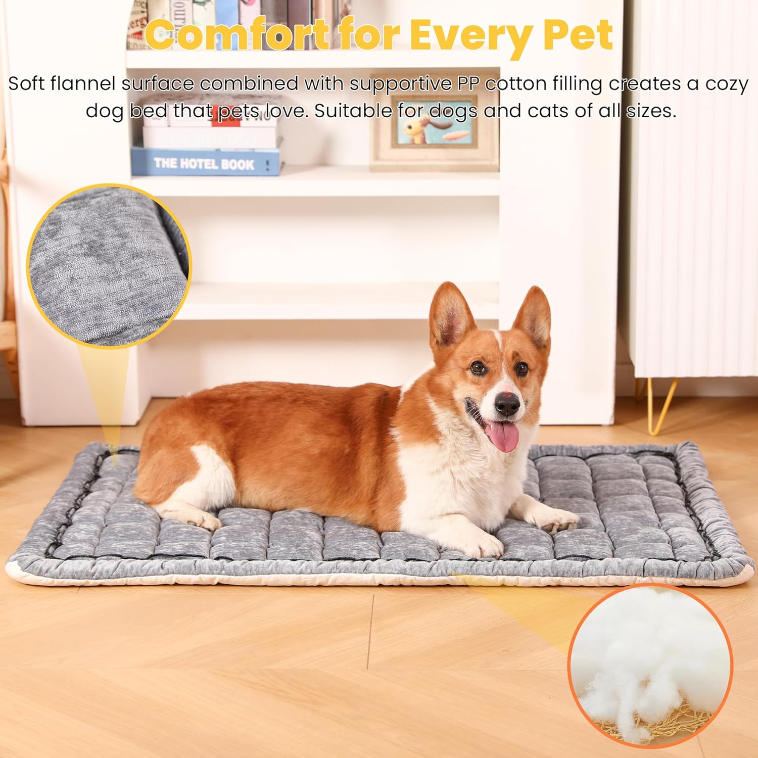 Thumbnail 1 de Dog Bed Mats Crate Pad for All Sized Dogs – Washable, Anti-Slip Cozy Mat (Grey, 30" L x 20" W x 1.5" Th)