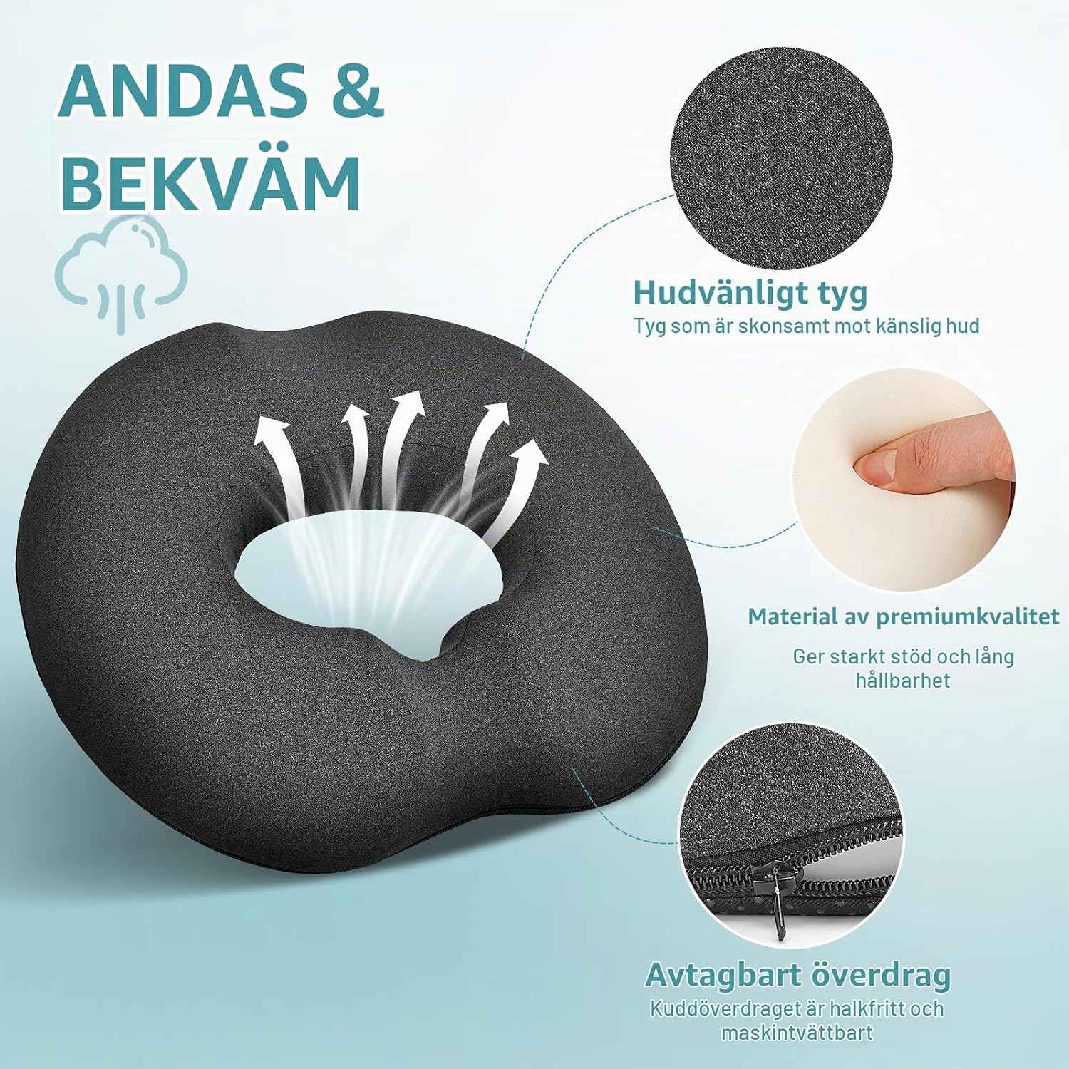 Detalle 1 de DmTown munkkudde Large i minnesskum med ergonomisk öppning