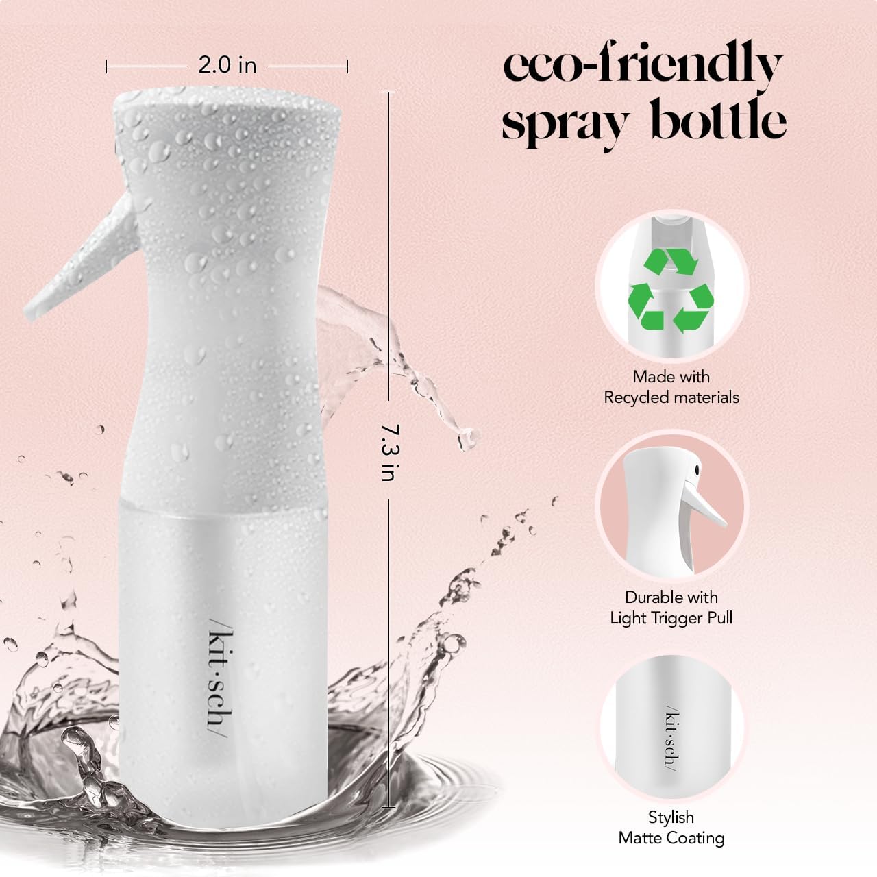 Detalle 2 de Kitsch Continuous Spray Bottle 150ml mist spray 💧