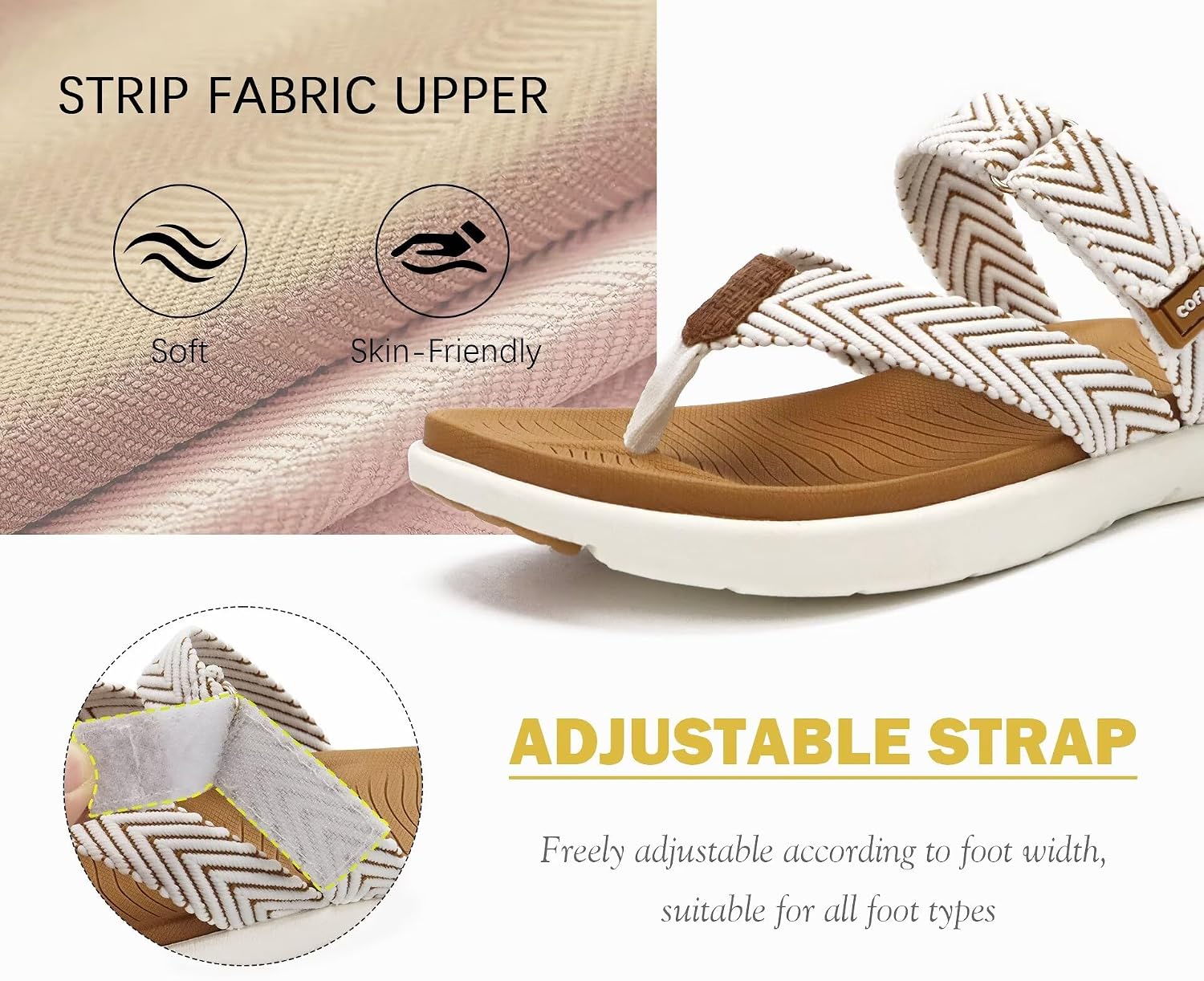 Thumbnail 3 de COFACE Womens Trendy Orthotic Flip Flops with Arch Support and Cushioned Footbed