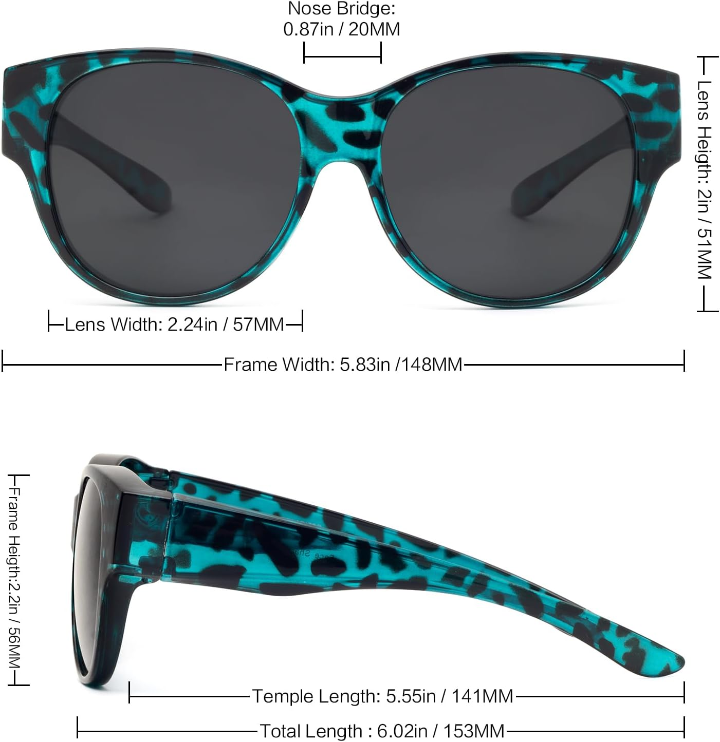 Detalle de Face Shadow Polarisiert Überzieh-Sonnenbrille für Brillenträger – UV400, ultraleicht, oversize