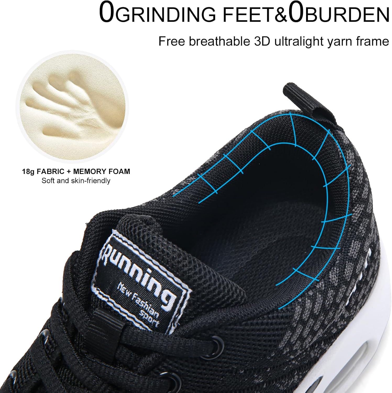 Thumbnail 4 de Womens Trainers Air Cushion Arch Support Memory Foam Sneakers