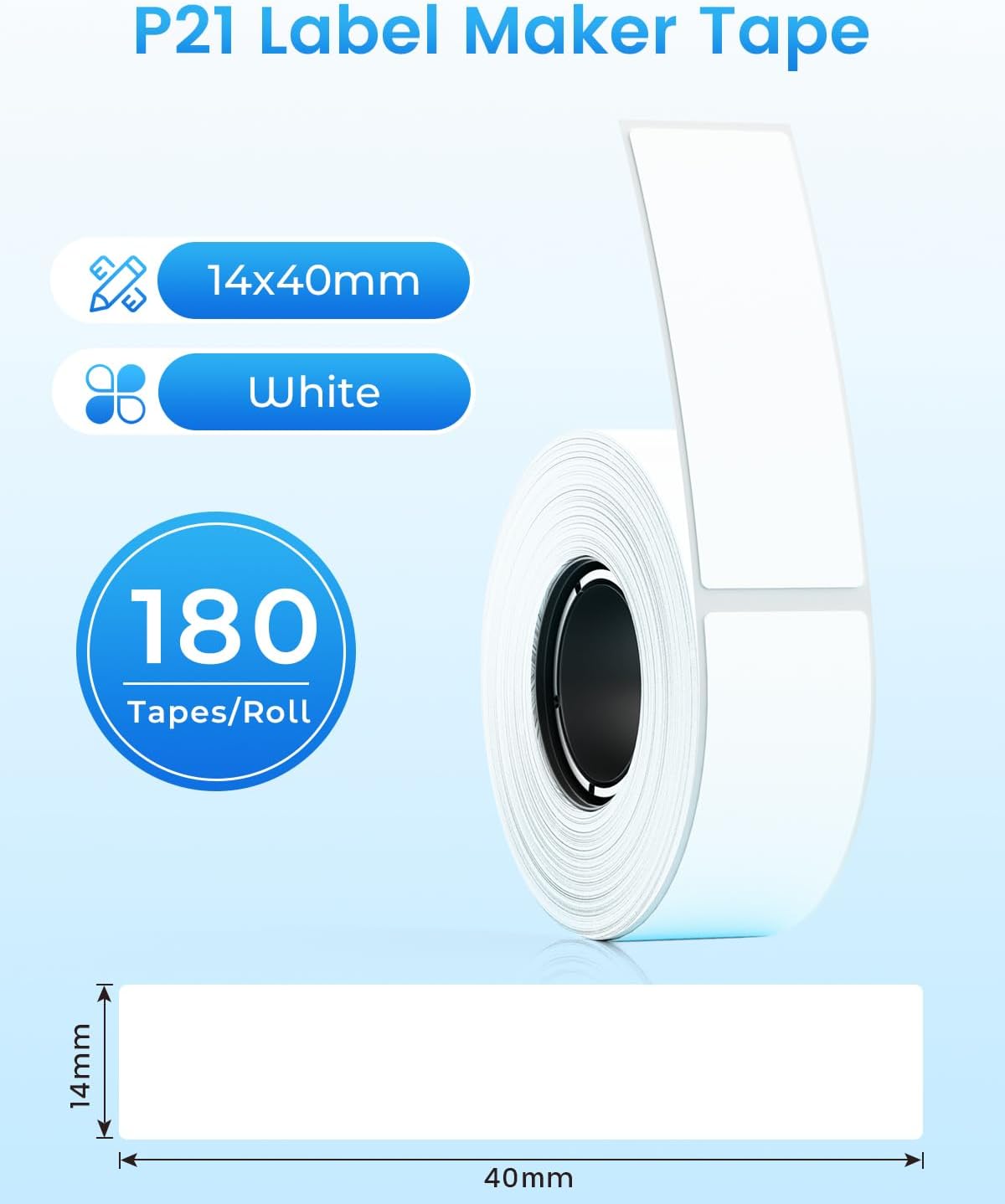 Thumbnail 1 de 6 Rollen Nelko P21 kompatible Label Maker Tape 14x40 mm, 180 Etiketten pro Rolle