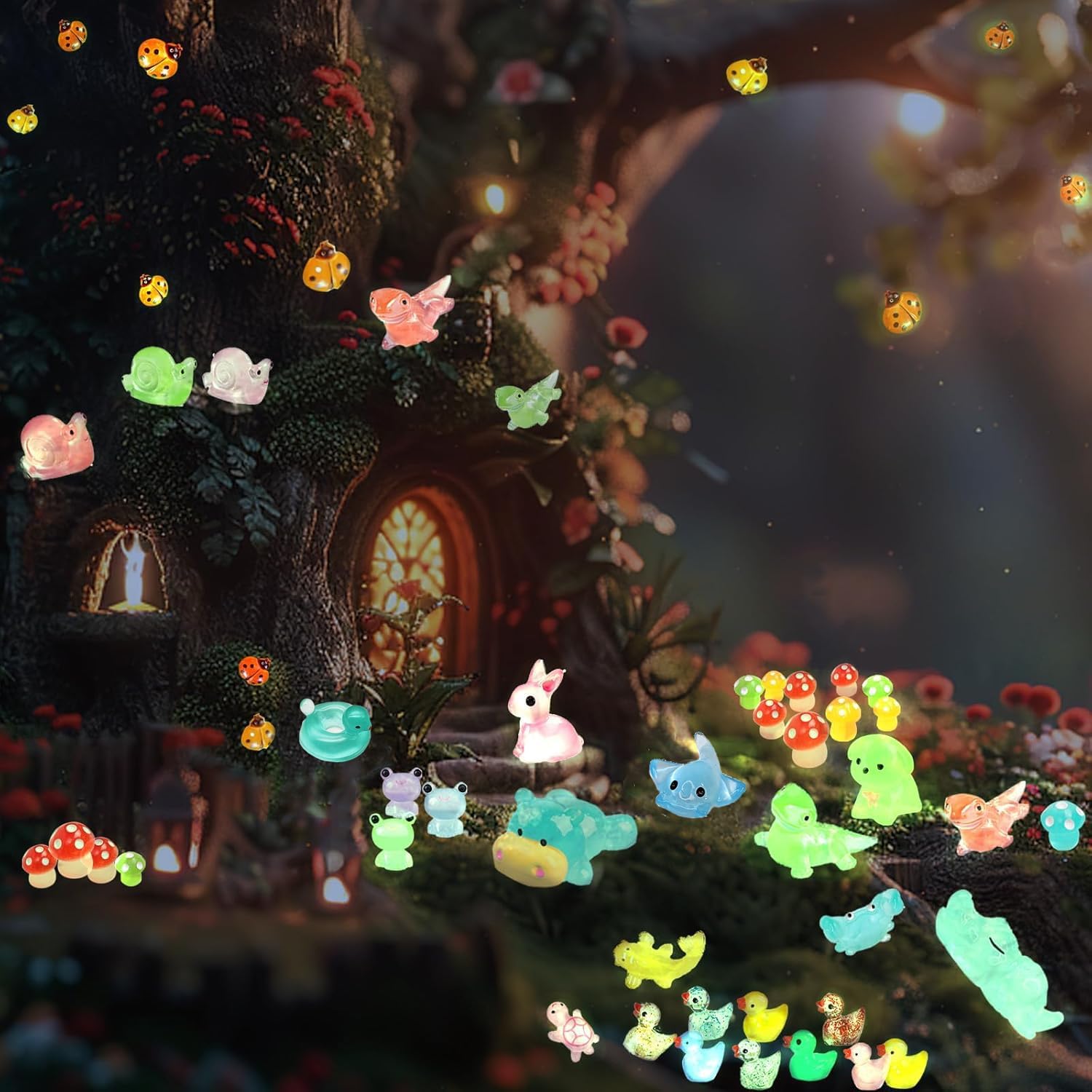 Thumbnail 5 de OcTecho 150pcs mini glow resin animals for fairy gardens 🐻