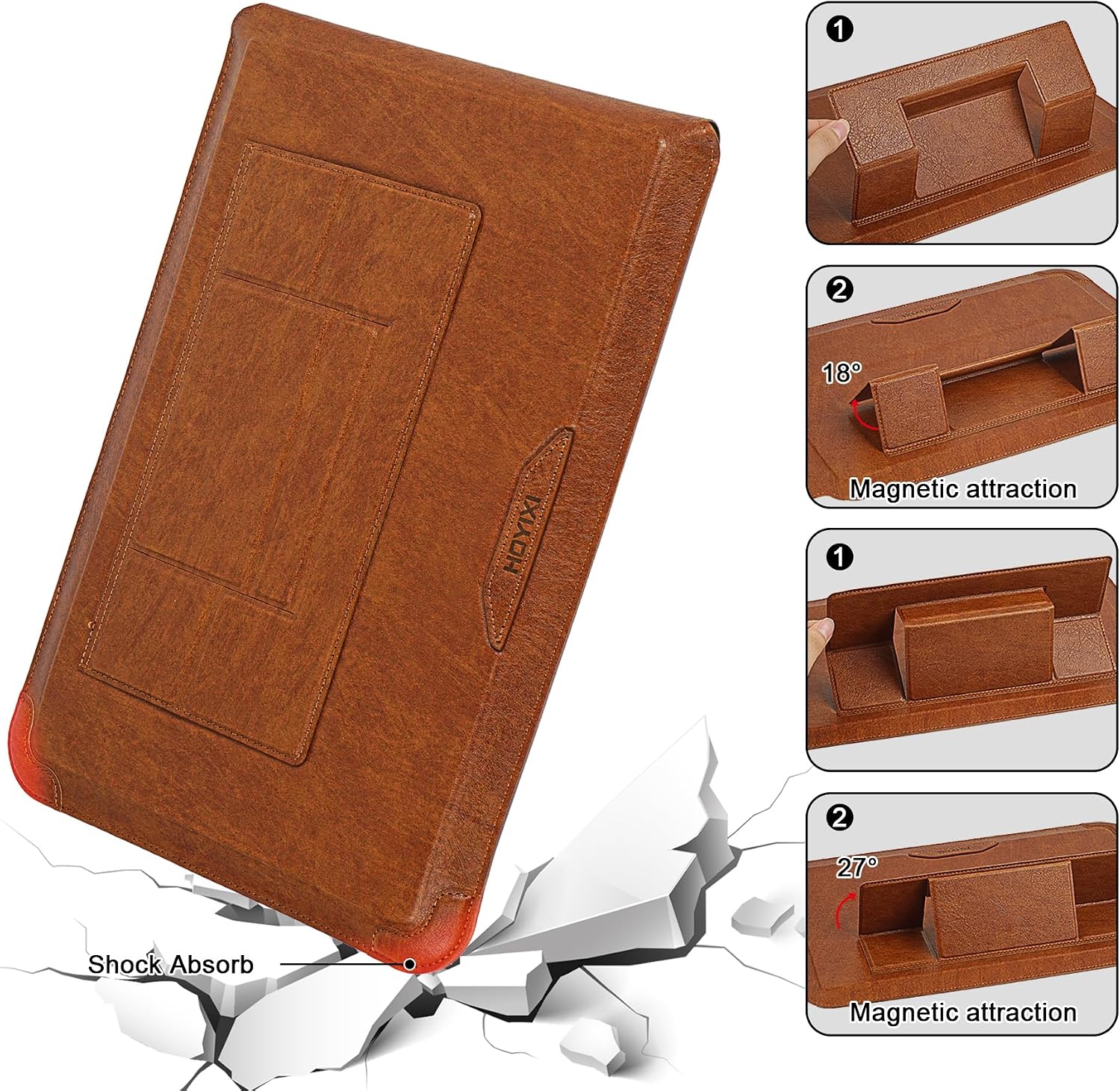 Thumbnail 6 de HoYiXi 13,3 Zoll Laptophülle mit Standfunktion (Braun) – Schutzcover für 13–13,6" Geräte