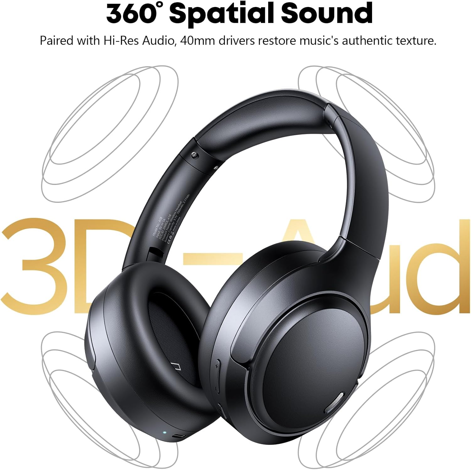 Thumbnail 5 de Hybrid ANC Bluetooth 6.0 Headphones with 120H Battery, 6-Mic ENC, Over-Ear Comfort
