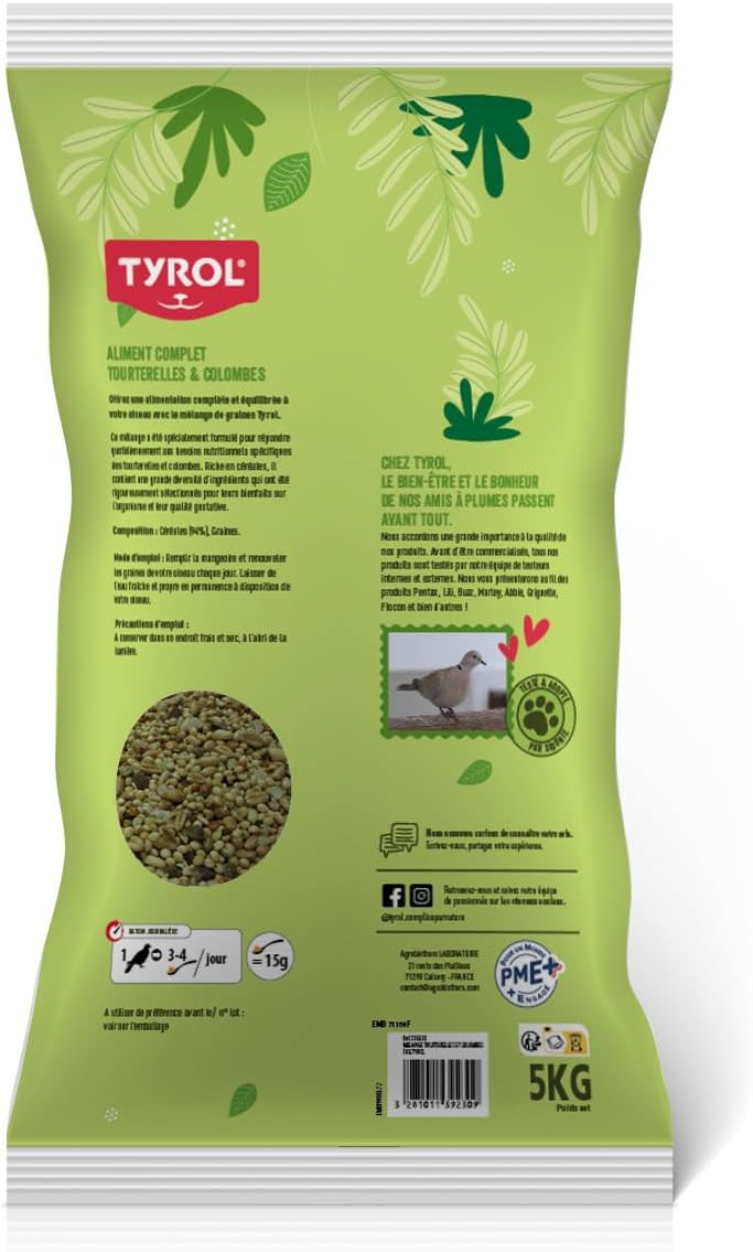 Detalle de Tyrol Mélange Tourterelles et Colombes 5 kg : alimentation complète pour tórtolas et pigeons