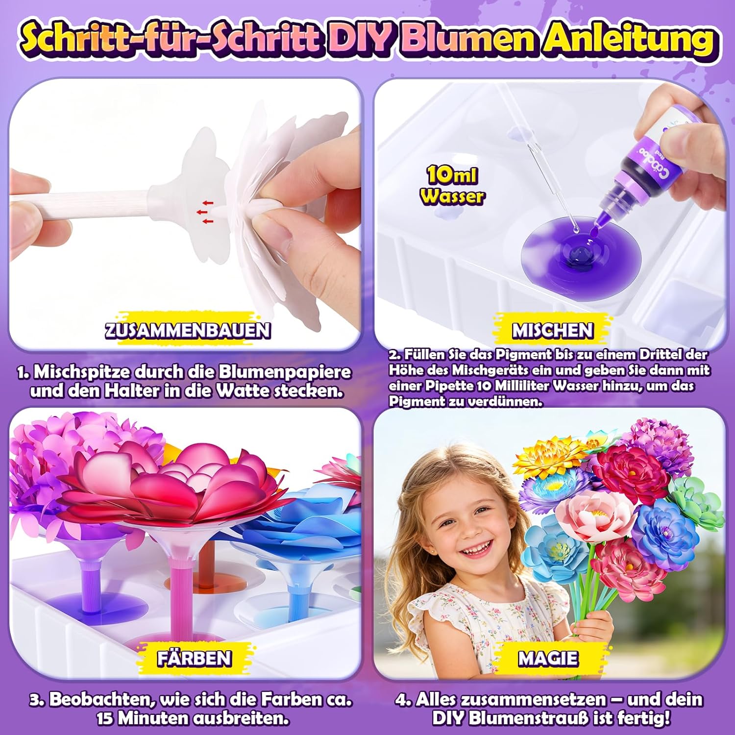 Detalle 2 de Coodoo DIY Blumen Bastelset ab 3 Jahren