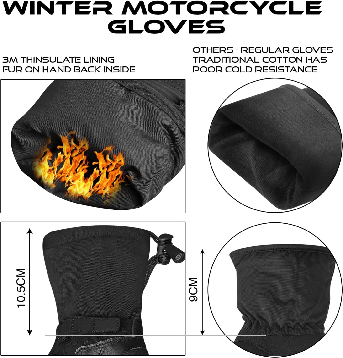 Detalle de BEAST RAGE Gants de Moto – Marché hiver, imperméables et antigel, écran tactile, protection renforcée