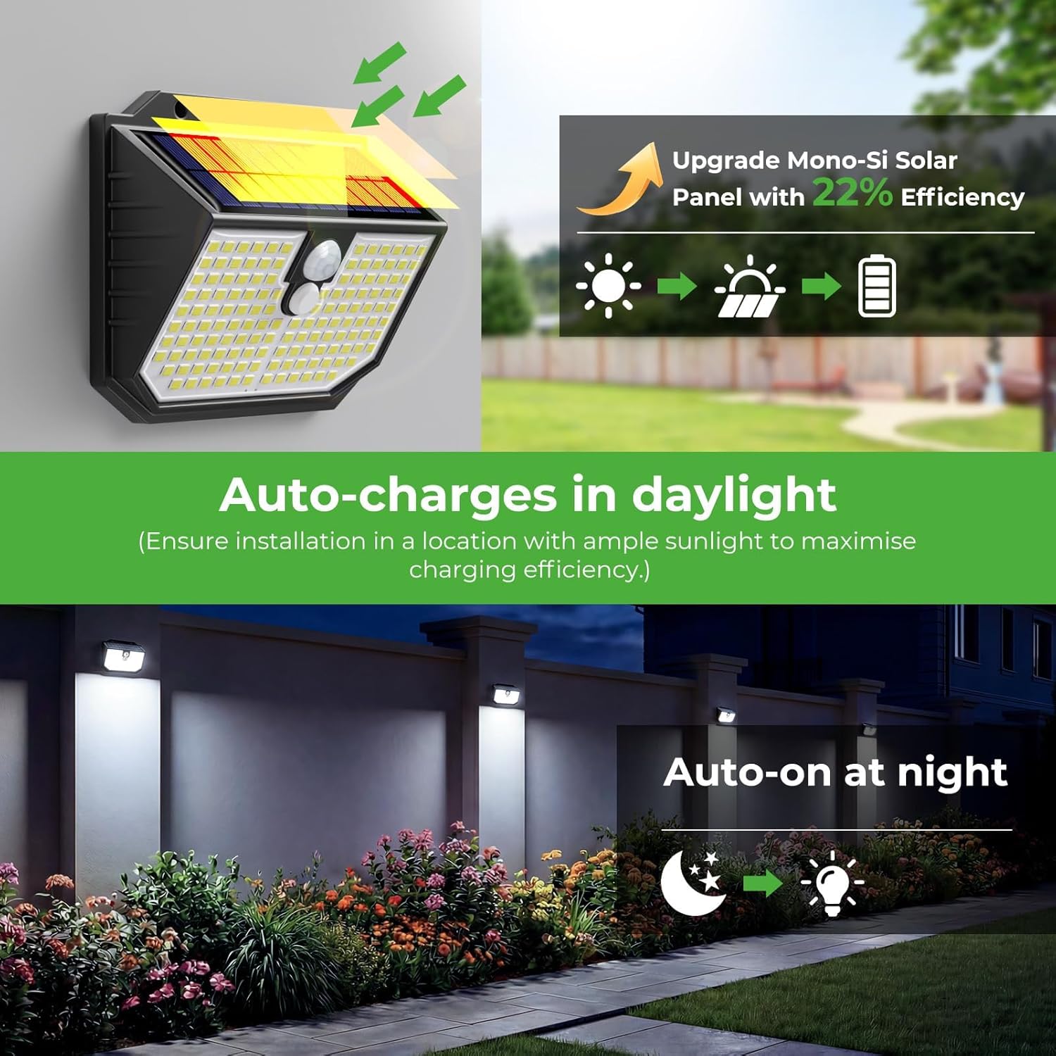 Thumbnail 3 de nipify Upgraded 5000K Solar Security Lights with 3 Motion Modes (IP65)