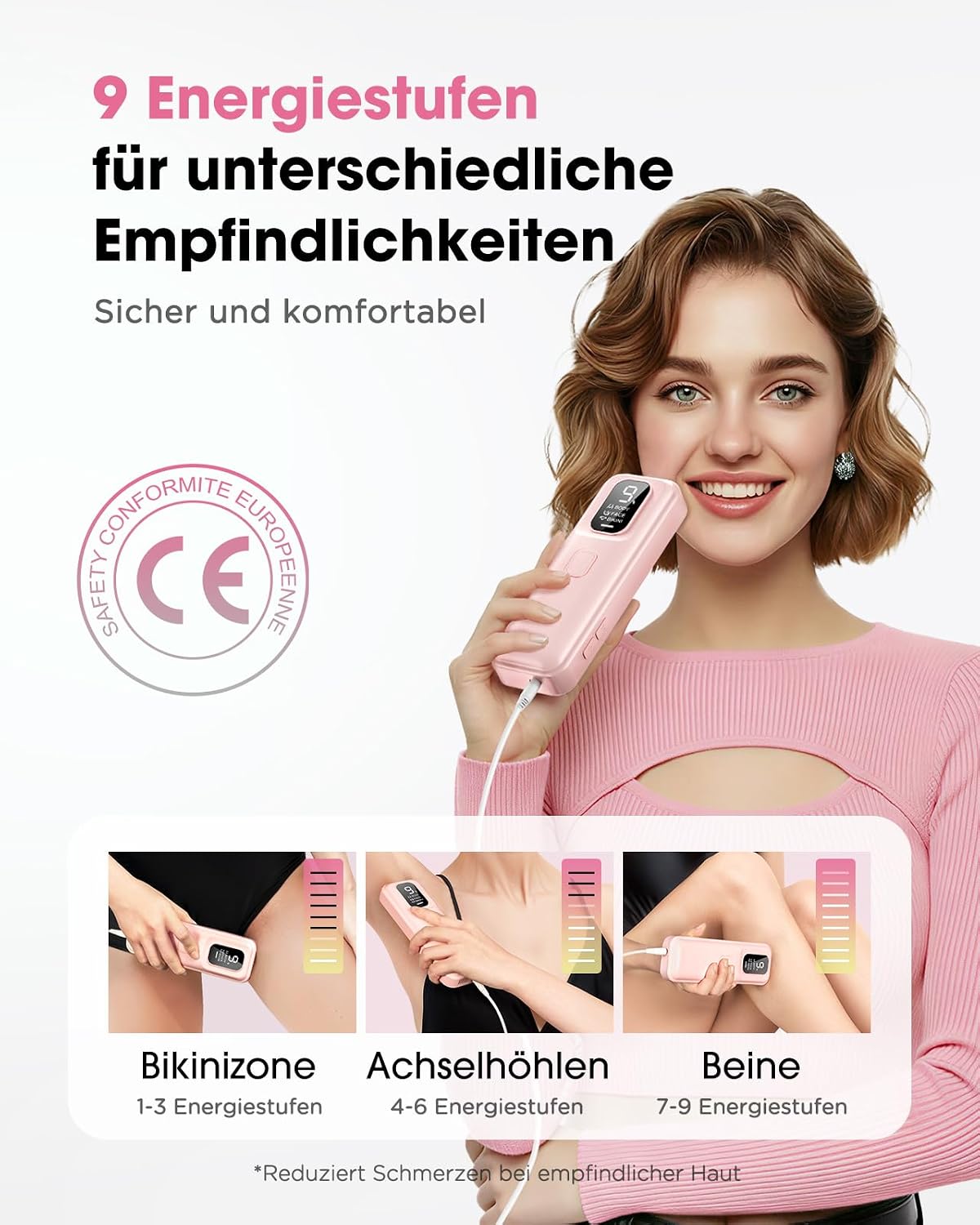 Thumbnail 3 de TIIMAGIC IPL Haarentfernung – Schmerzfreies Gerät mit 9 Stufen und 999900 Lichtimpulsen für Gesicht, Achseln, Bikini, Beine