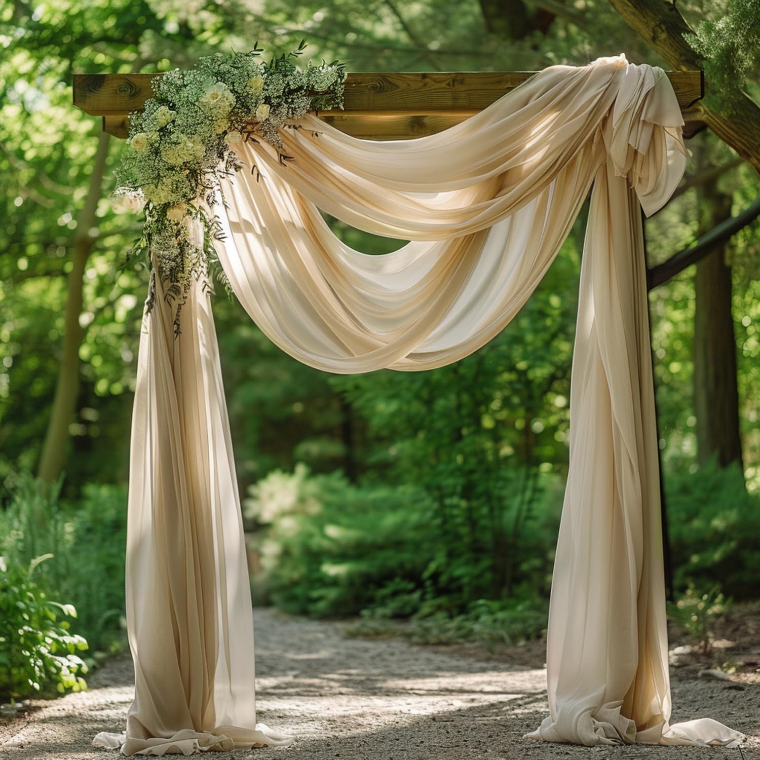 Detalle 1 de Wokceer Champagne Wedding Arch Drapes, 4 Sheer Polyester Panels, 28.7" x 20 ft