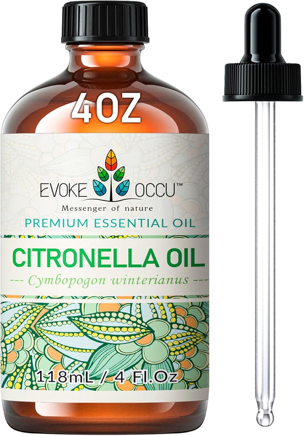EVOKE OCCU Citronella Oil (4 Fl Oz) – 100% Pure Essential Oil for Cleaning, Air Freshening, and Outdoor Use