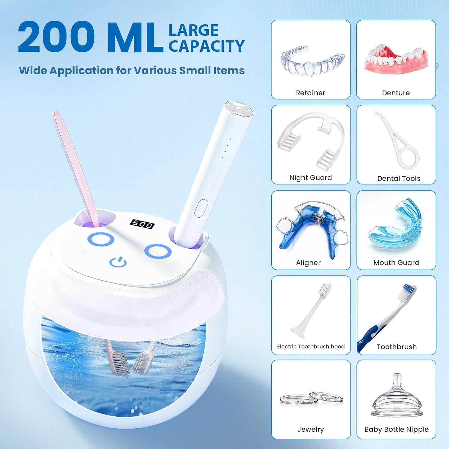 Detalle 2 de Ultrasonic Retainer Cleaner Machine 45kHz 🪥