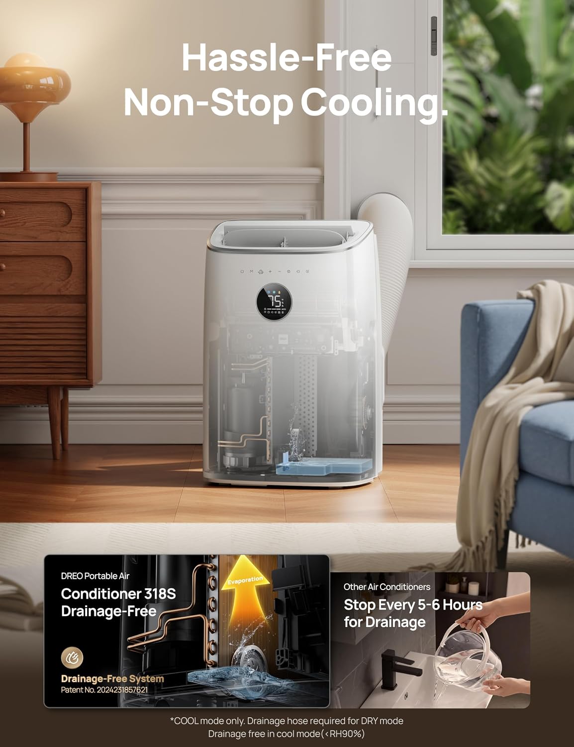 Detalle 2 de DREO AC318S Portable Air Conditioner, 8,000 BTU, Smart Controls