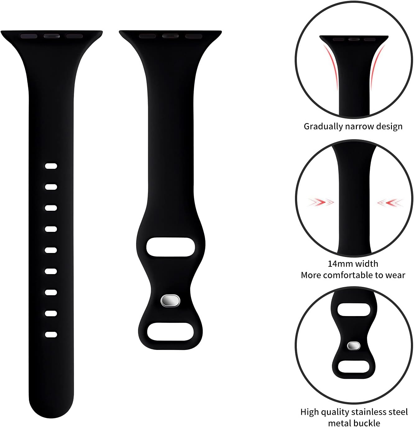 Detalle de Thin Slim Band Compatible with Apple Watch 45mm, silicone strap
