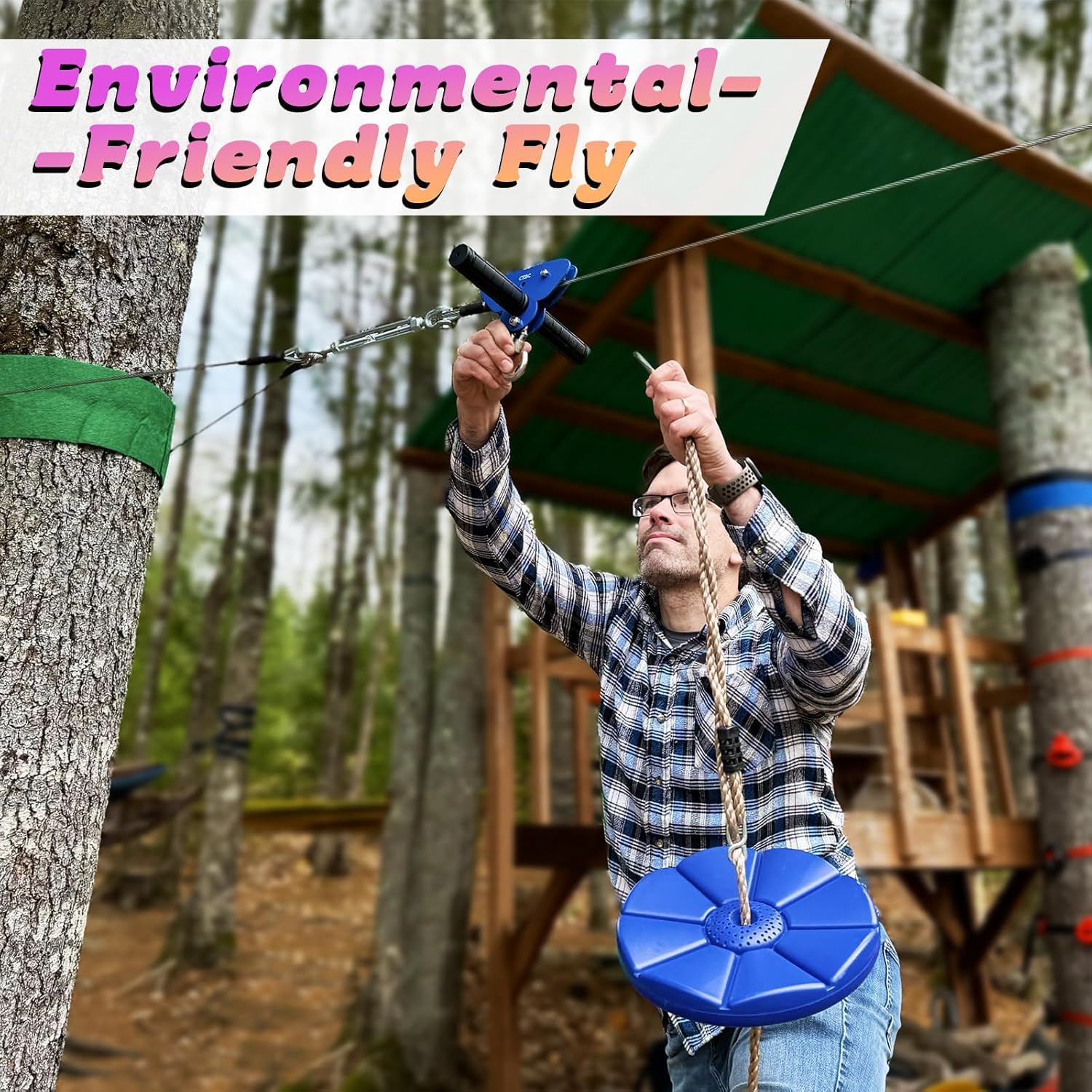 Thumbnail 6 de CTSC 47m Zip Line Kit for Garden – Safe, Durable Backyard Adventure