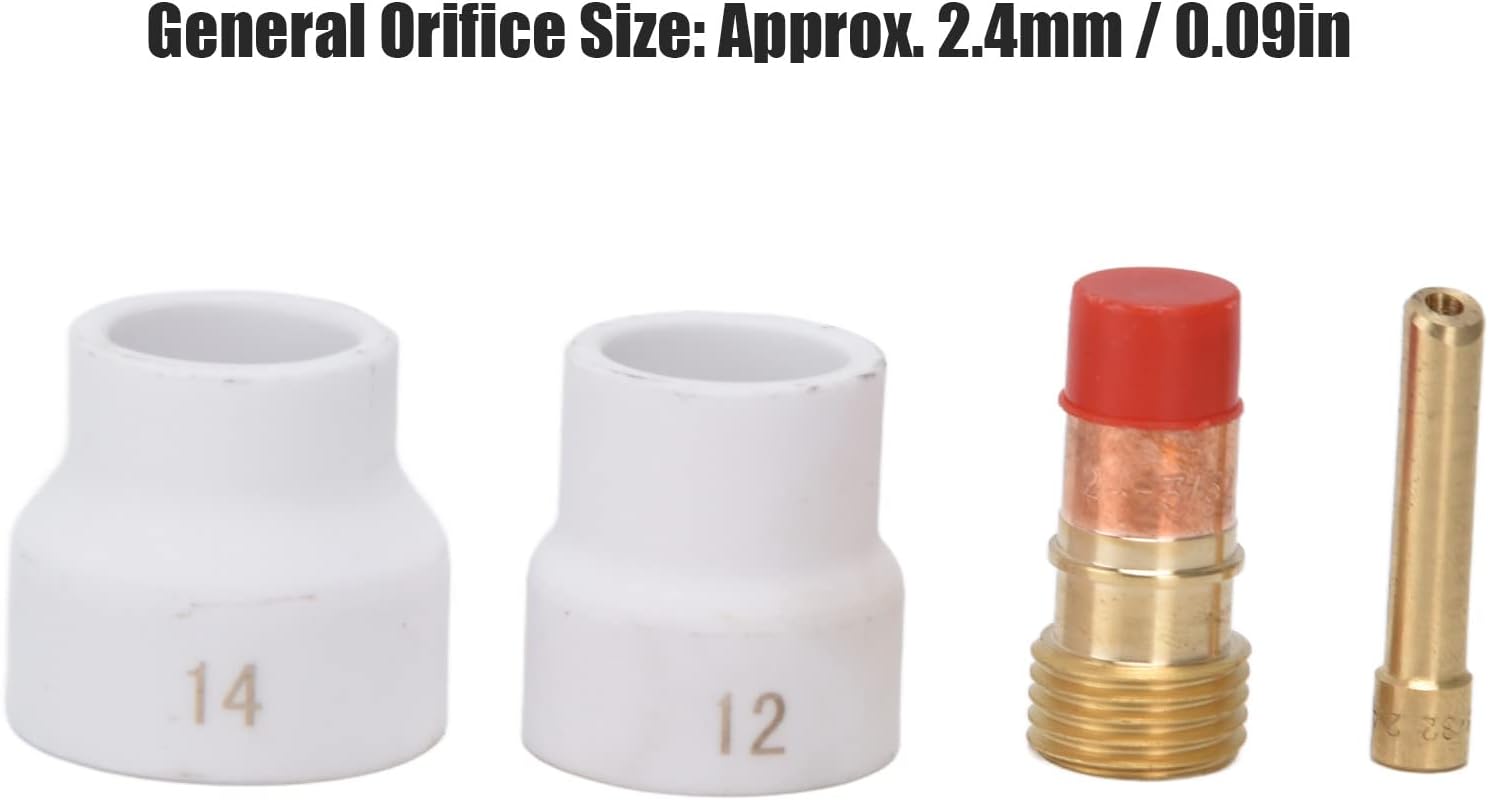 Detalle 2 de LiebeWH – Kit de 4 lentilles à gaz pour buse en céramique (blanche) avec connecteur biseau court, compatible TIG WP 17/18/26