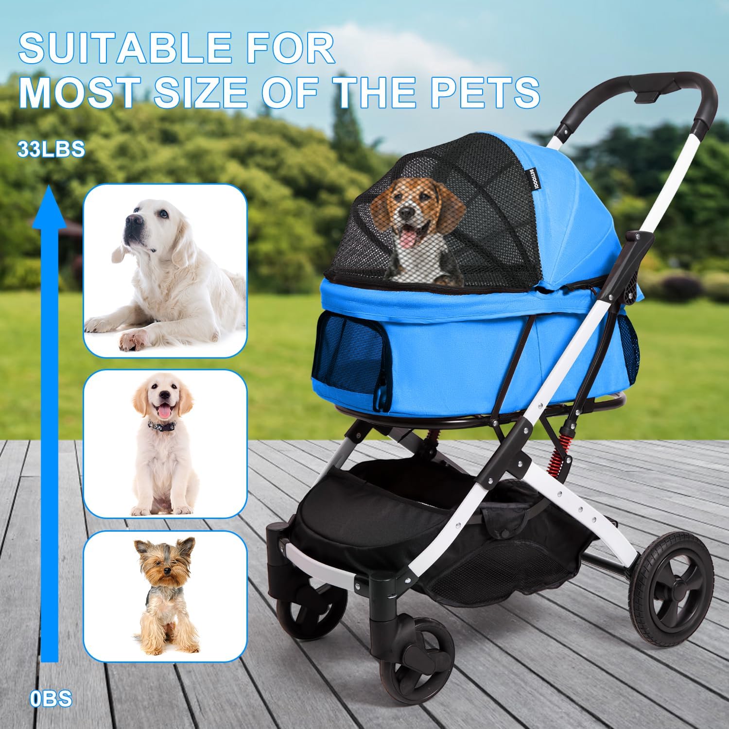 Detalle 1 de Betsocci dog stroller, 44 lb capacity