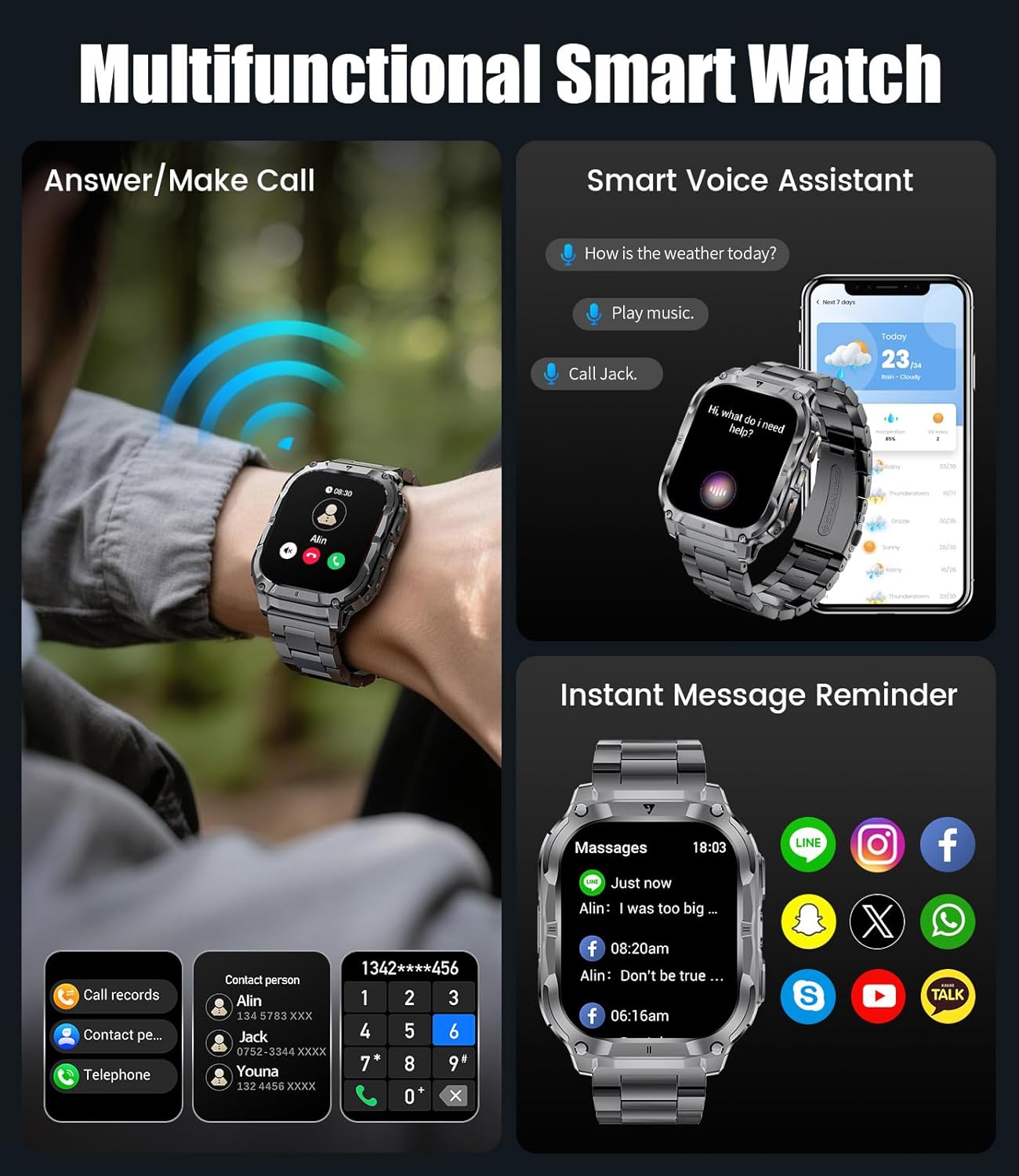 Detalle de Reloj Inteligente EF22 2.0" HD, 1000 mAh