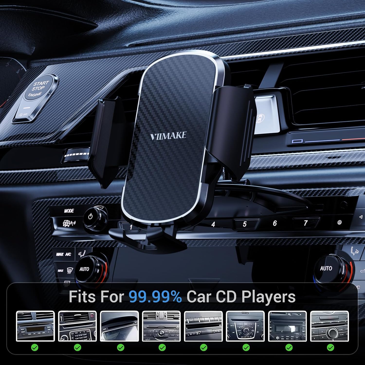 Detalle 2 de VIIMAKE Car Phone Mount: Universal CD Slot Holder for 4–6.8 inch Smartphones