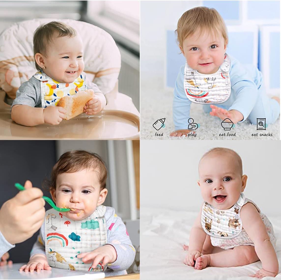 Thumbnail 4 de SLOSH wasserdichte Baby-Lätzchen (Set mit Druckknöpfen) für Neugeborene – 6 Stück