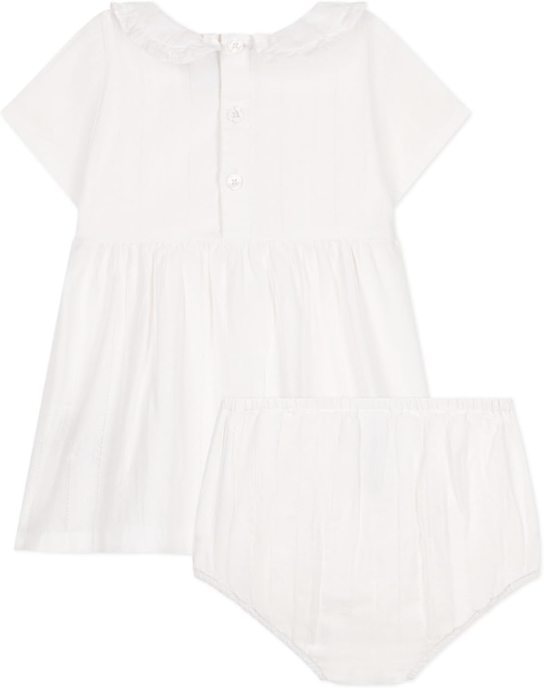 Thumbnail 1 de Petit Bateau Robe blanche à manches courtes et bloomer pour bébé fille