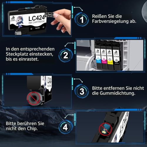 Detalle de DOUBLE D LC424 Patronen-Set für Brother DCP-J1200W/WE – 8er Pack