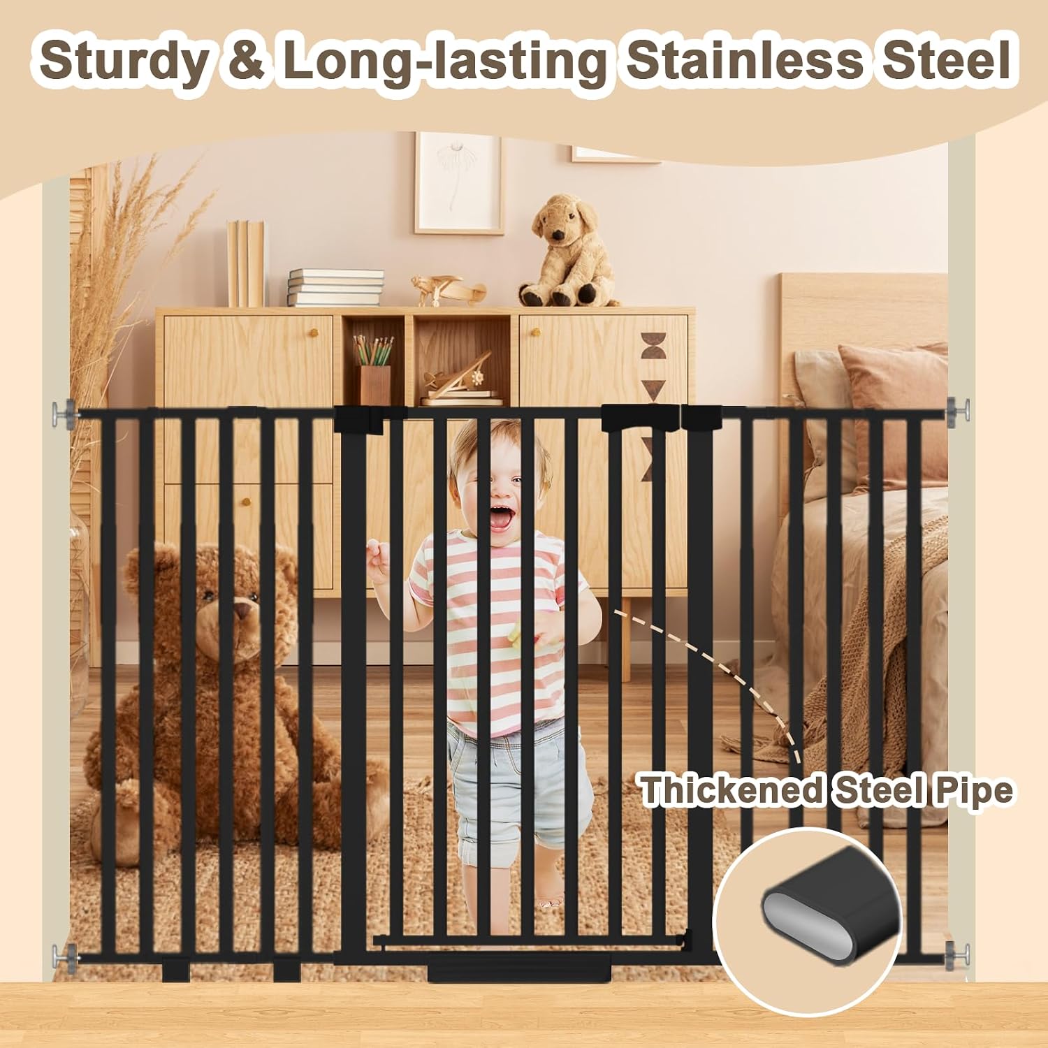 Detalle de Amibud pressure-mounted baby gate, 76–160 cm
