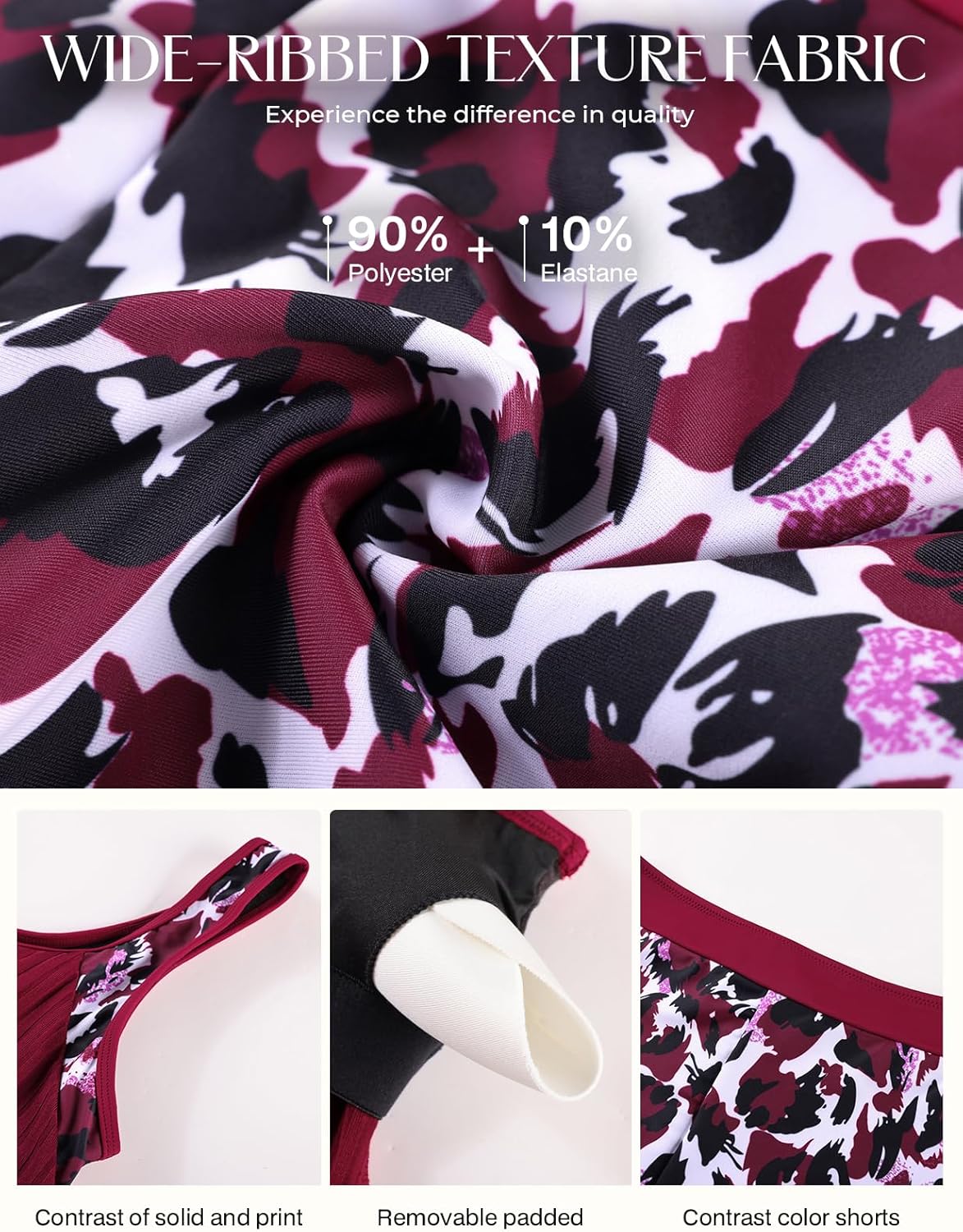 Thumbnail 2 de Hanna Nikole 2 Piece Tankini Swimsuits for Women: printed tummy control set with high-waist ribbed tops and boyshorts